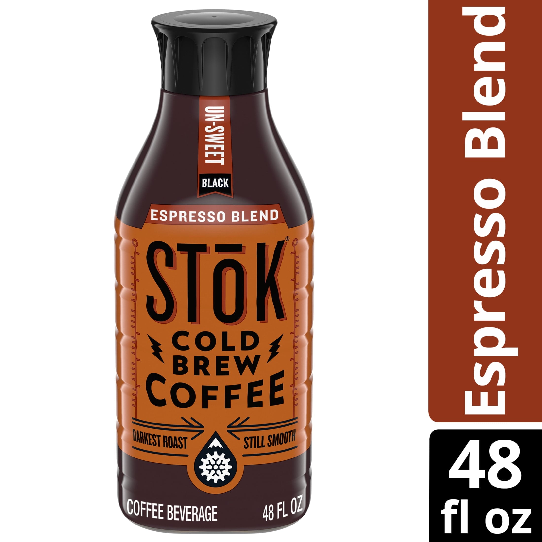 SToK Espresso Blend Naturally Caffeinated Dark Roast Black Unsweetened Cold Brew Coffee 48 fl oz Bottle
