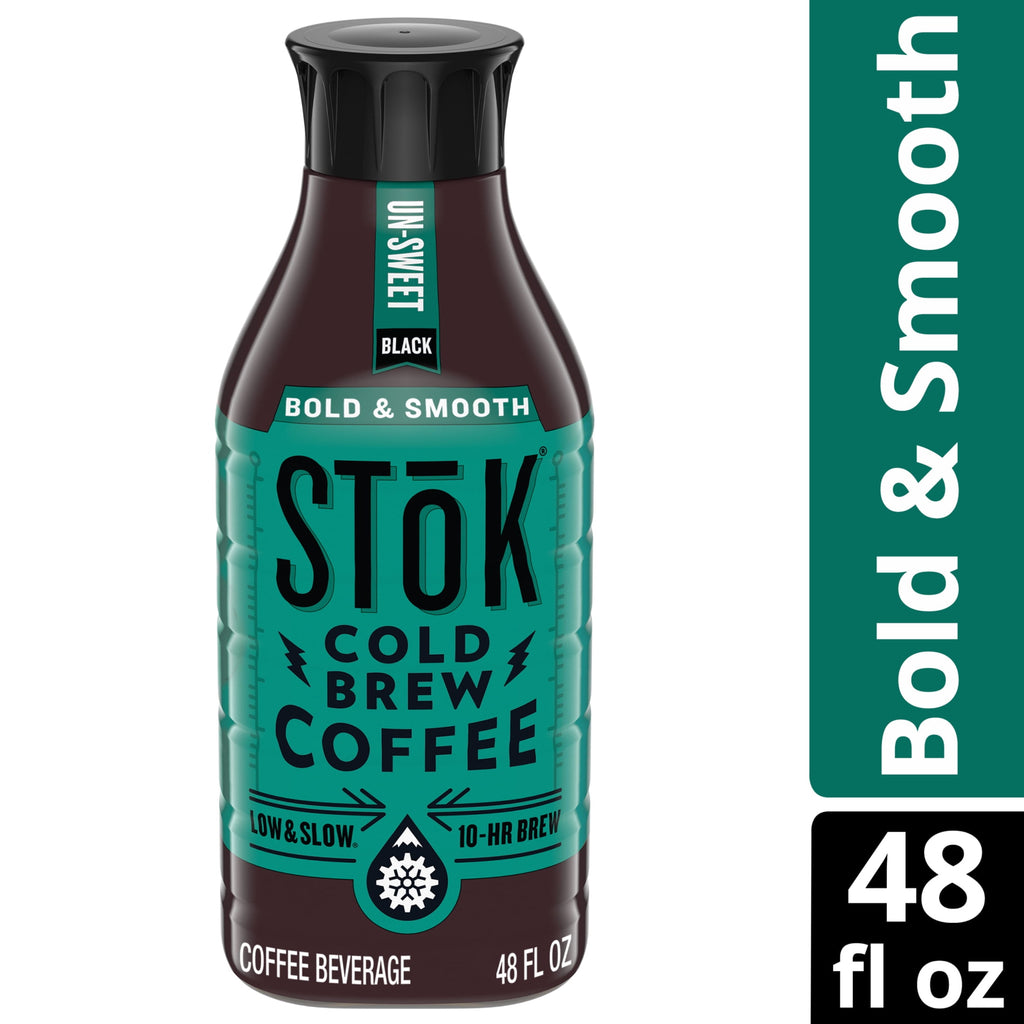 SToK Bold & Smooth Medium Roast Black Unsweetened Ready to Drink Cold Brew Coffee 48 fl oz Bottle