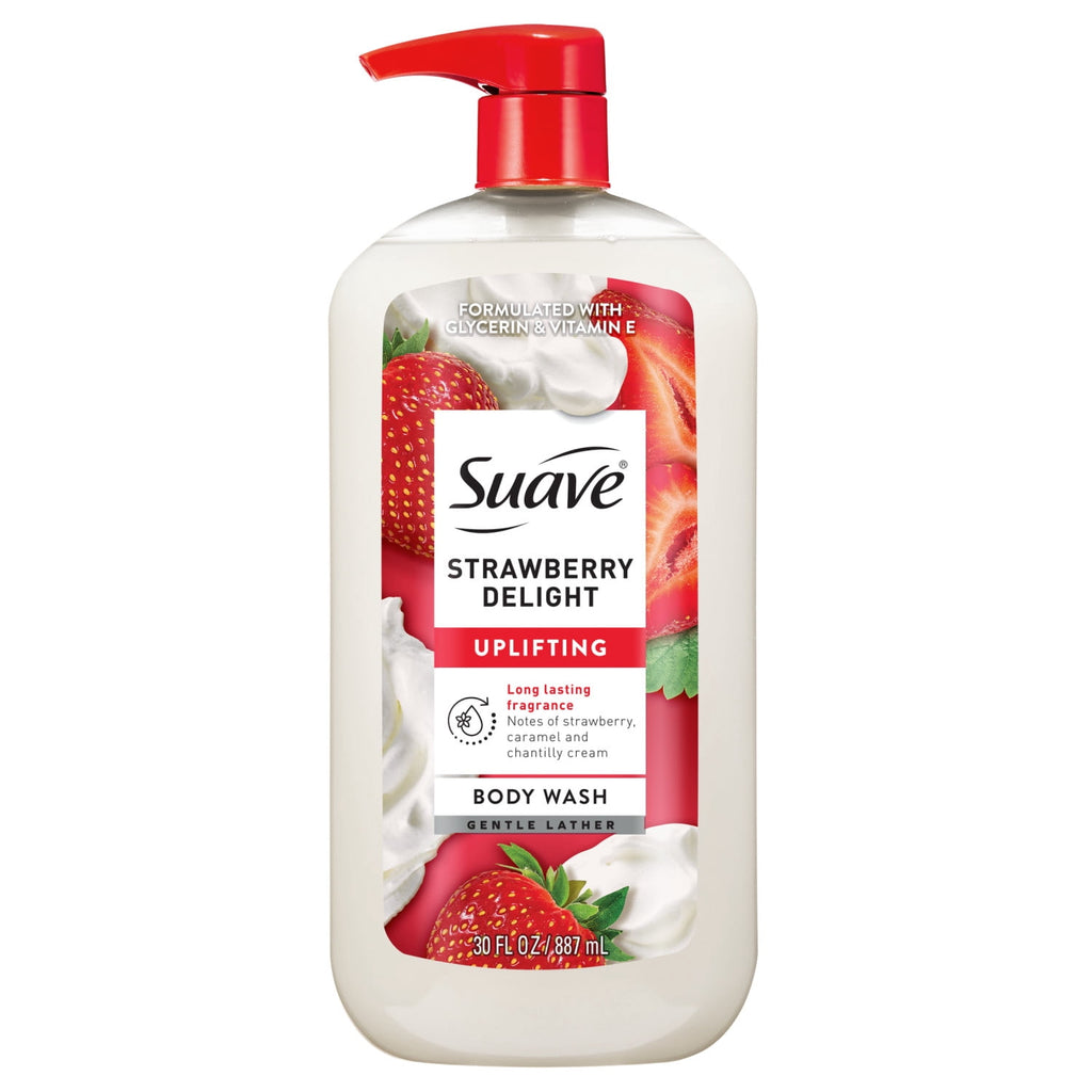 Suave Essentials Strawberry Delight Uplifting Body Wash Moisturizing Skin Cleanser 30 fl oz