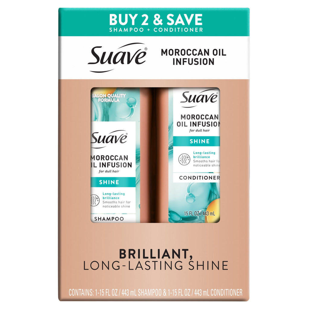 Suave Moroccan Oil Infusion Shampoo & Conditioner Value Pack 15 fl oz ea