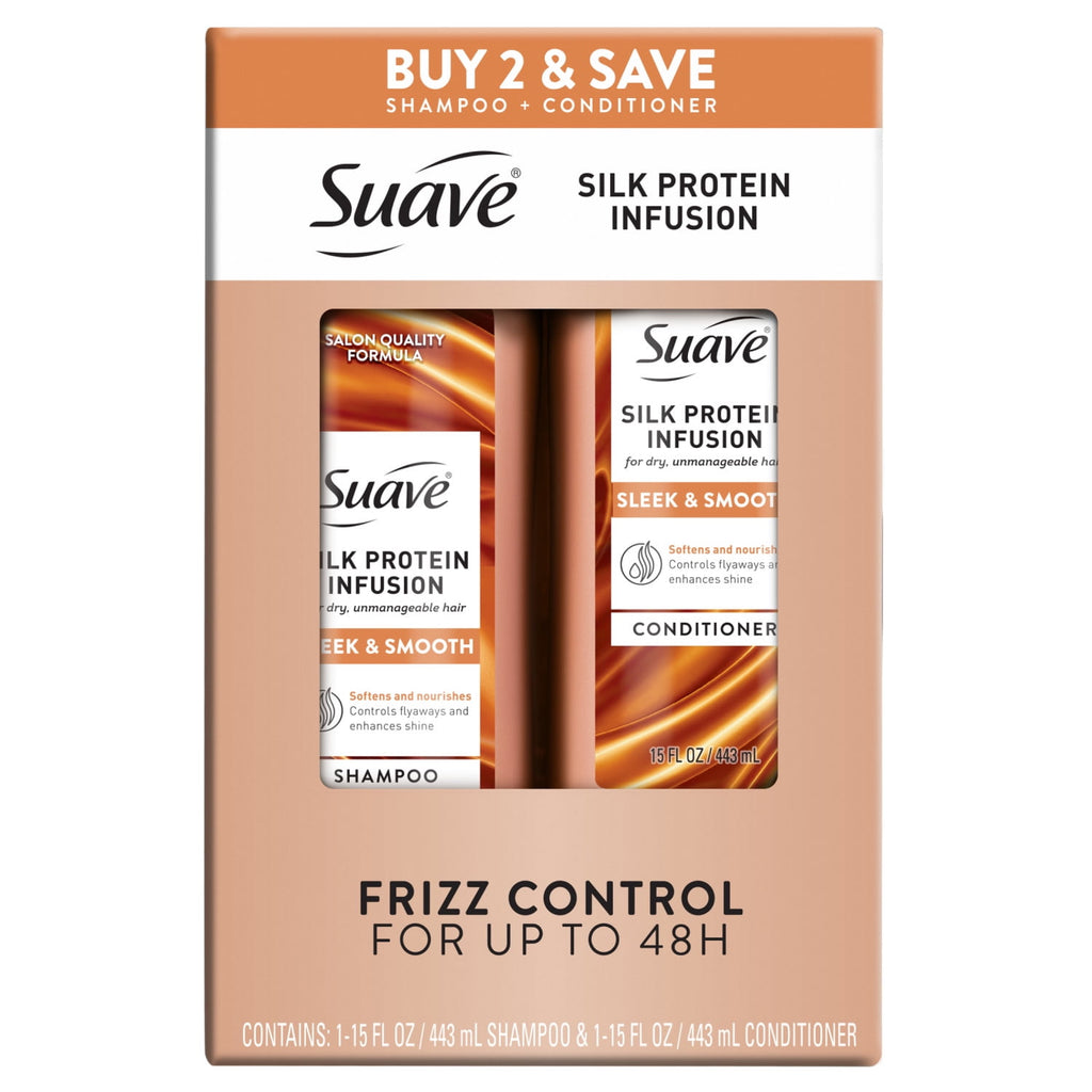 Suave Silk Protein Infusion Smooth & Sleek Shampoo & Conditioner Value Pack 30 fl oz