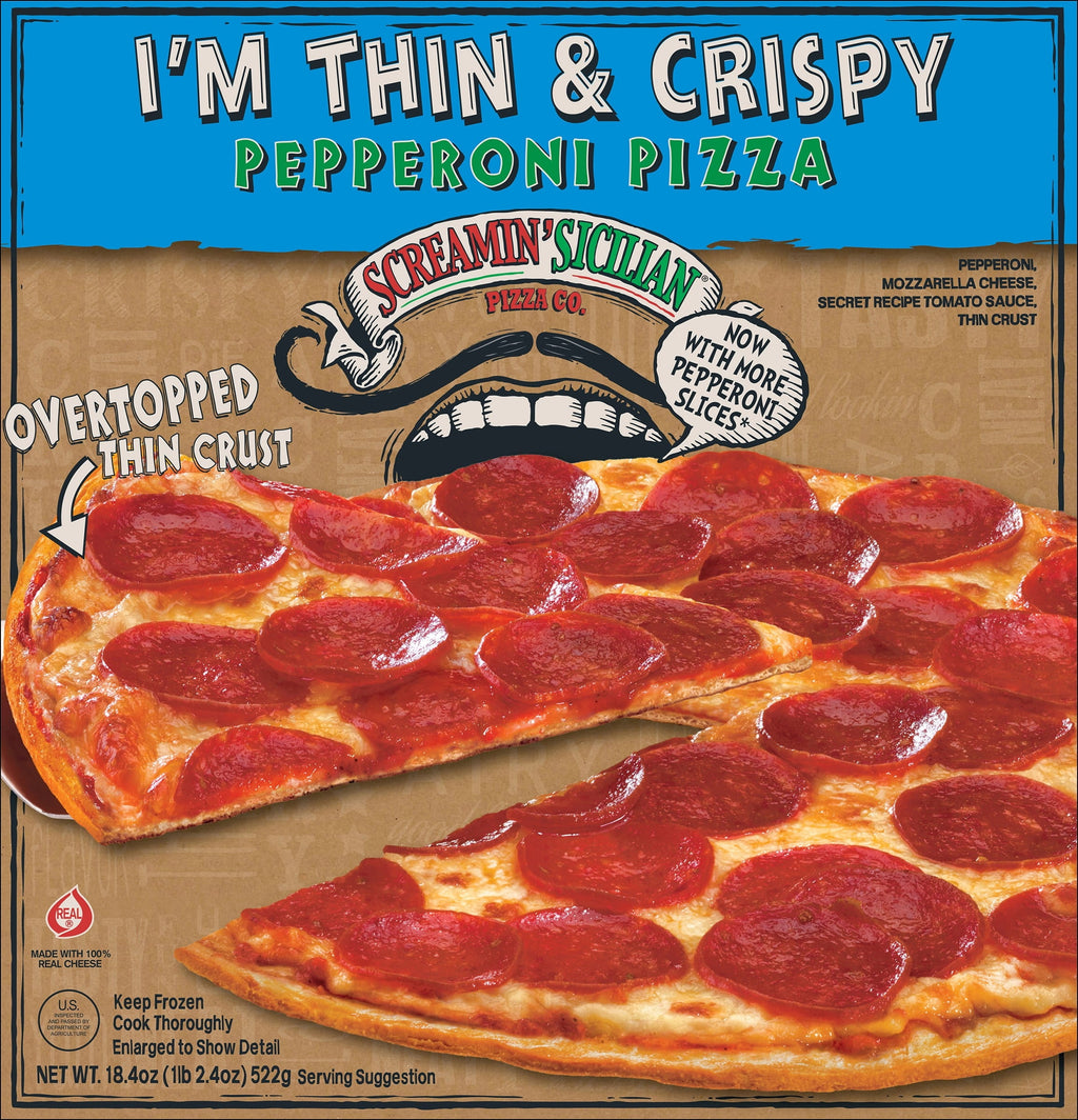Screamin' Sicilian Thin Crust Pepperoni Frozen Pizza 18.4 Oz