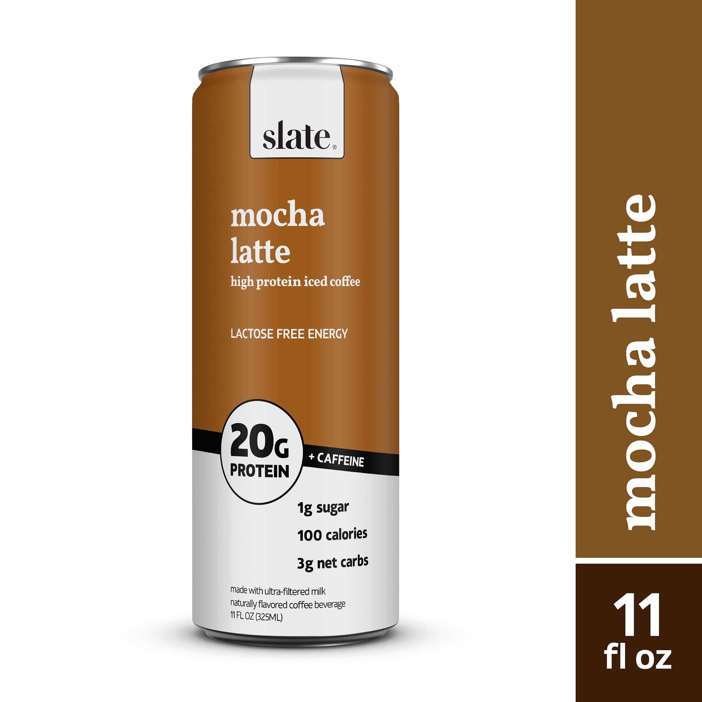 Slate Milk Mocha High Protein Naturally Caffeinated Medium Roast Latte 11 fl oz Can