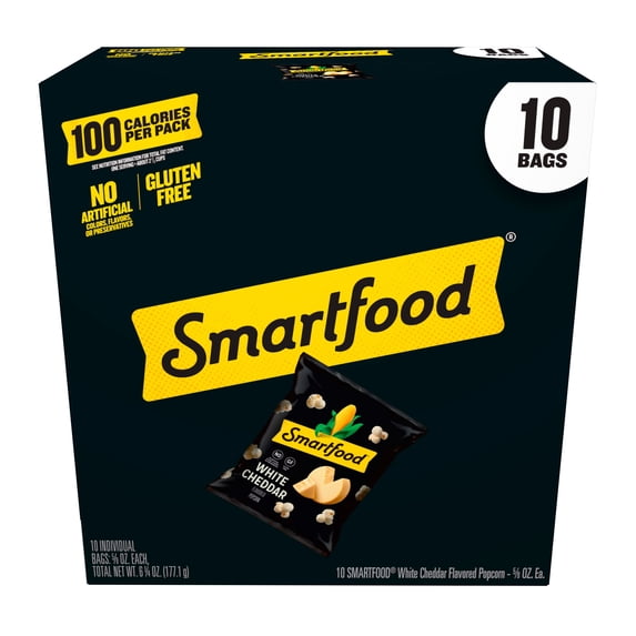 White Cheddar Flavored Popcorn Snacks 6.25 Oz 10 Count Smartfood