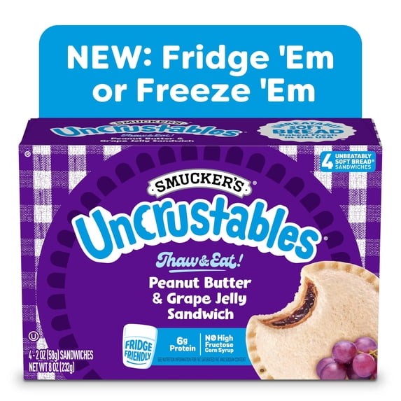 Smucker's Uncrustables Peanut Butter & Grape Jelly Sandwiches 4 Count 8 Oz Frozen