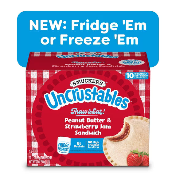 Smucker’s Uncrustables Peanut Butter & Strawberry Jam Sandwiches, 10 Count, 2 oz Each, Frozen