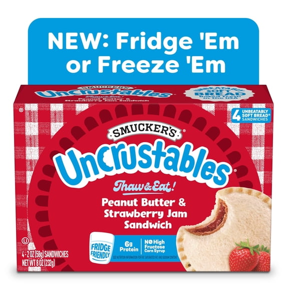 Smucker's Uncrustables Peanut Butter & Strawberry Jam Sandwiches 4 Count 2 Oz Frozen