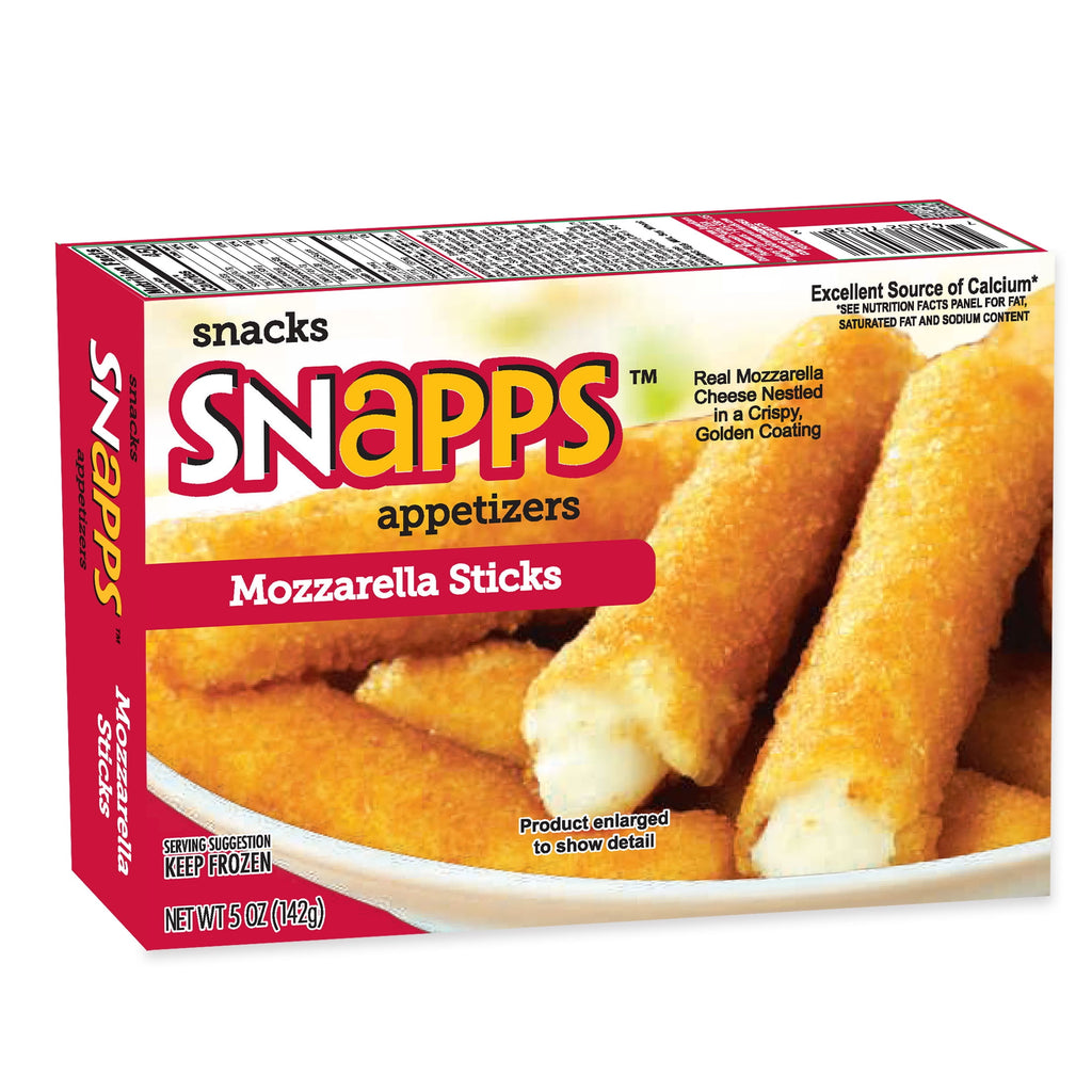 Snapps Mozzarella Cheese Sticks Frozen 5 Oz Box 10 Count