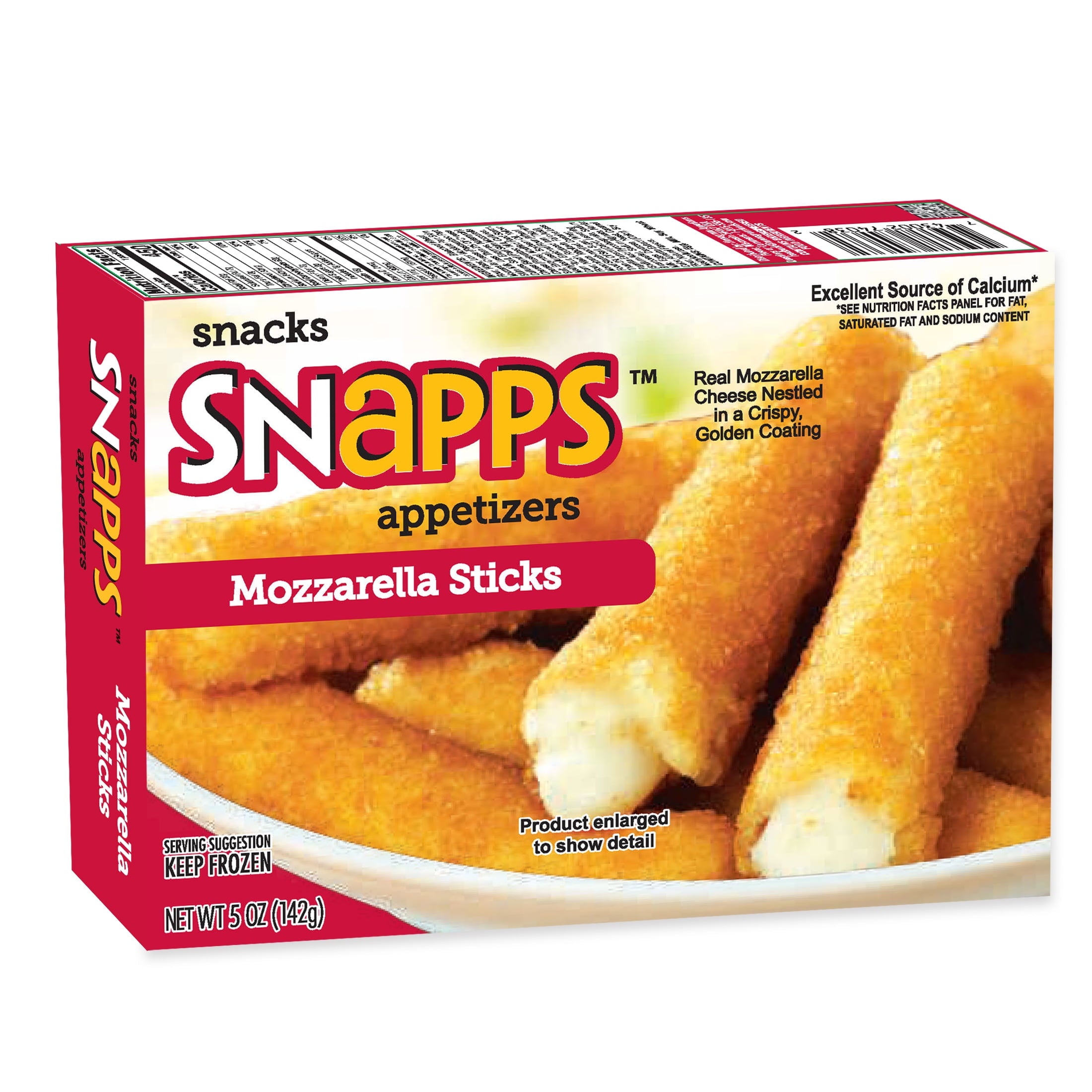 Snapps Mozzarella Cheese Sticks Frozen 5 Oz Box 10 Count