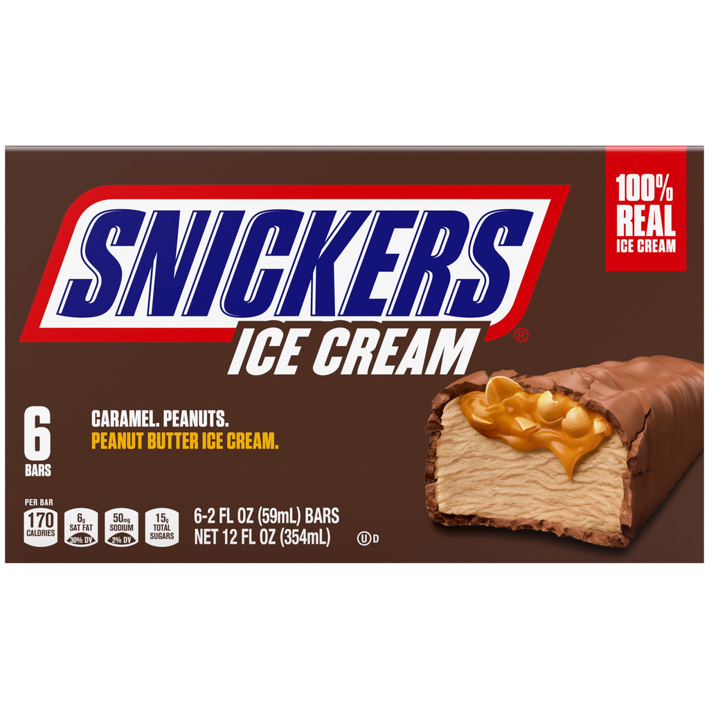 Snickers Creamy Peanut Butter Ice Cream Bars 6 Count 12 Fl Oz