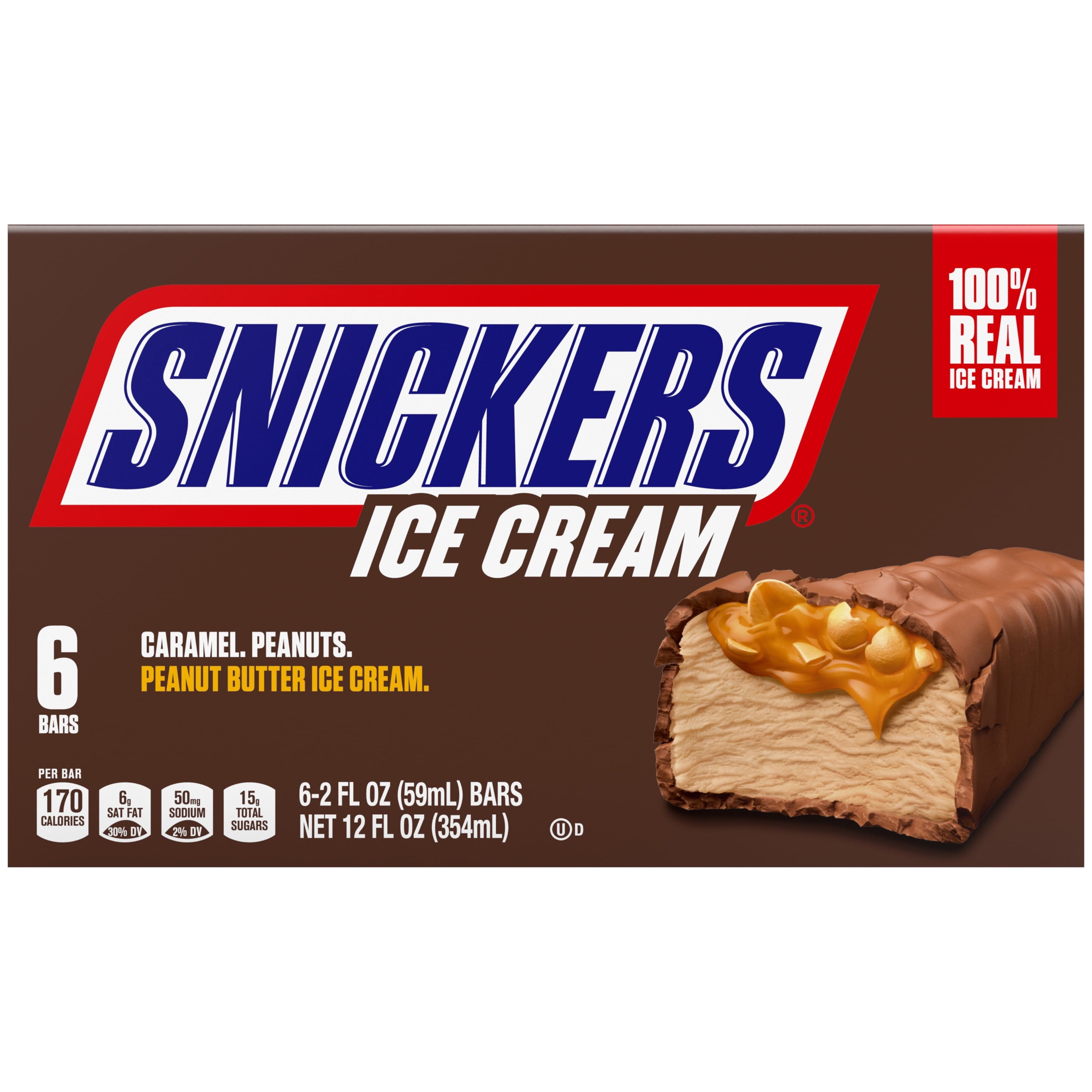 Snickers Creamy Peanut Butter Ice Cream Bars 6 Count 12 Fl Oz