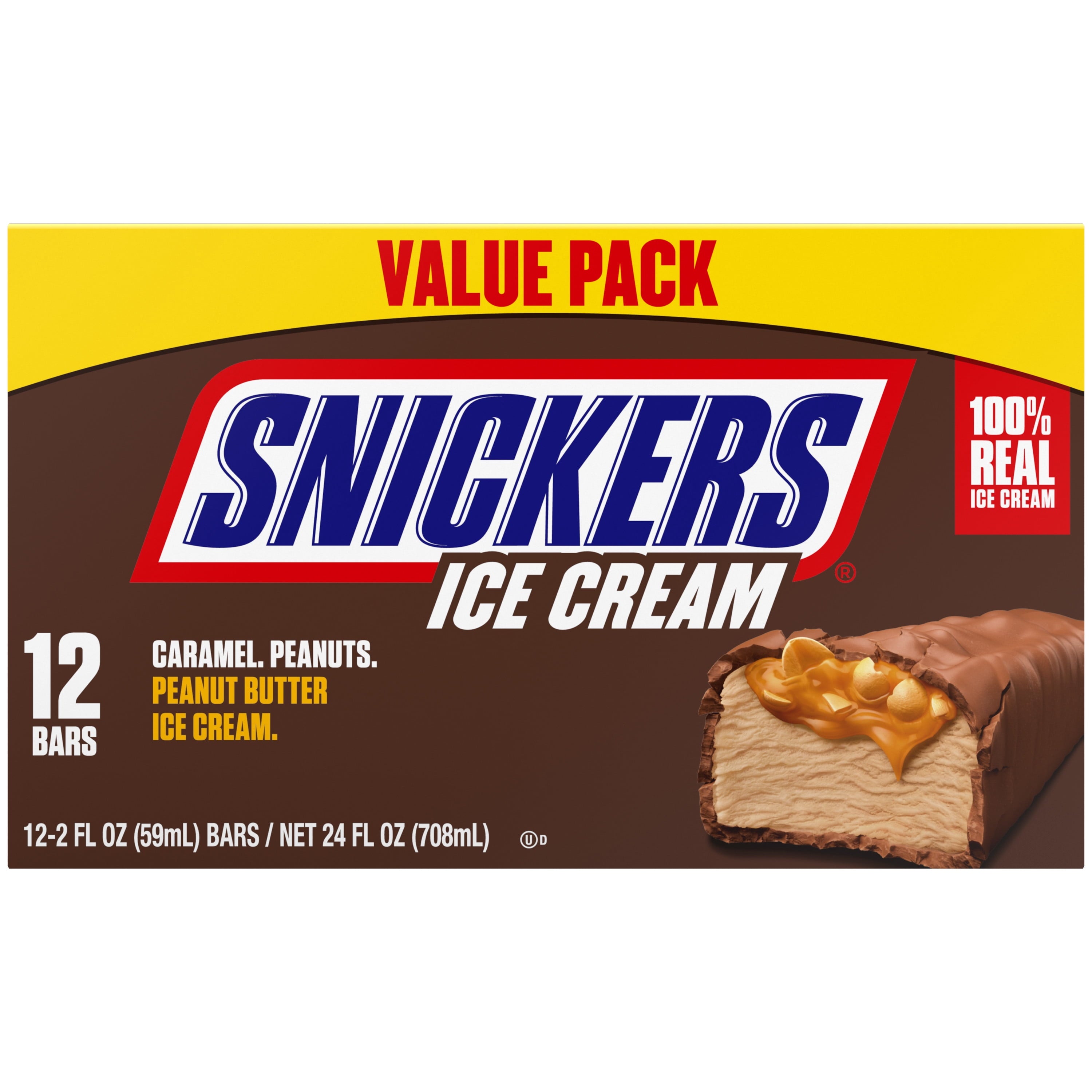 Snickers Peanut Butter Ice Cream Bars 12 Count 24 Fl Oz