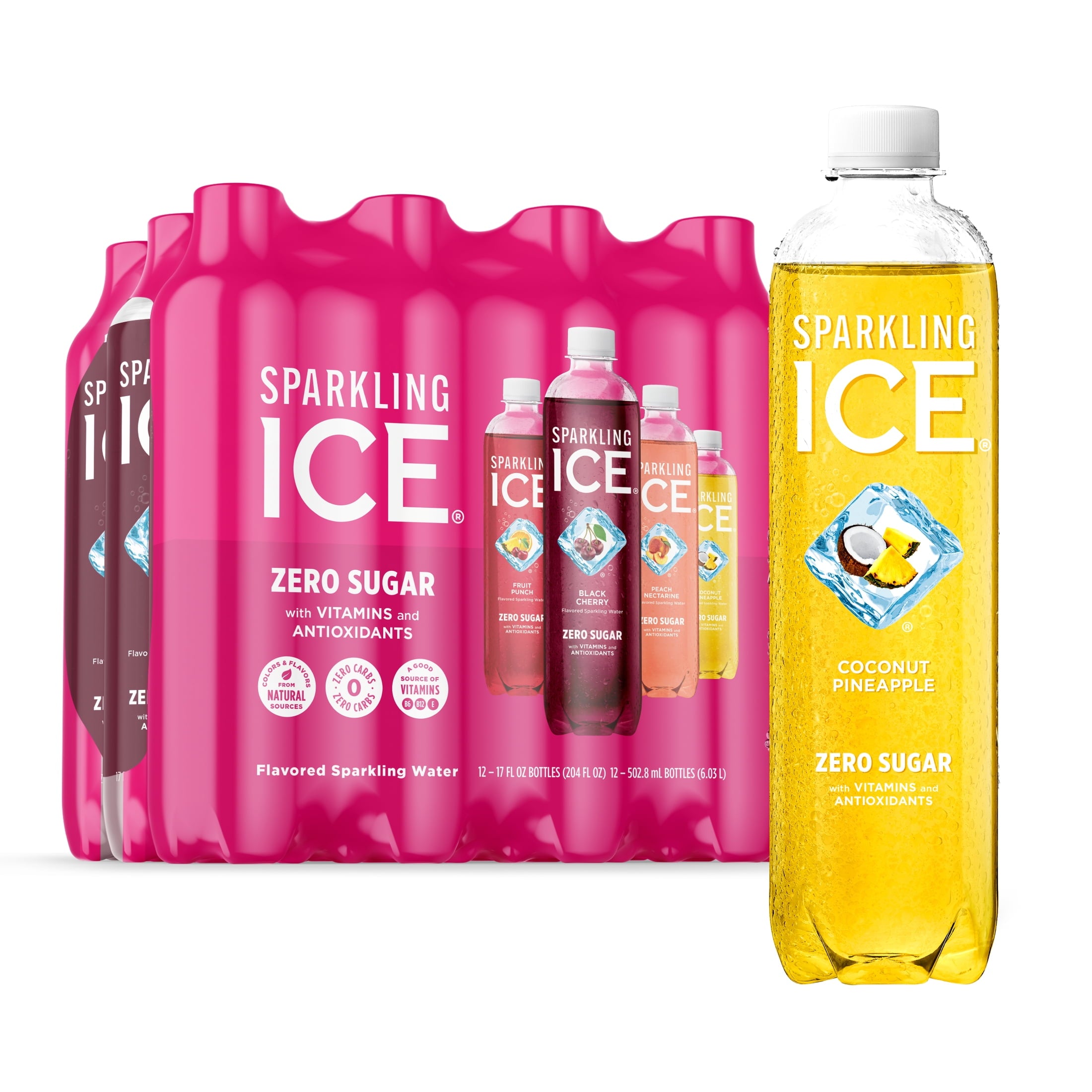 Sparkling Ice Pink Variety Pack Flavored Sparkling Water 17 fl oz 12 Count