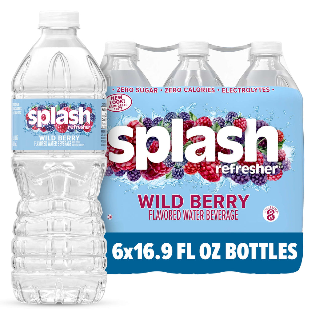 Splash Blast Wild Berry Flavored Water 16.9 fl oz Plastic Bottles 6 Pack