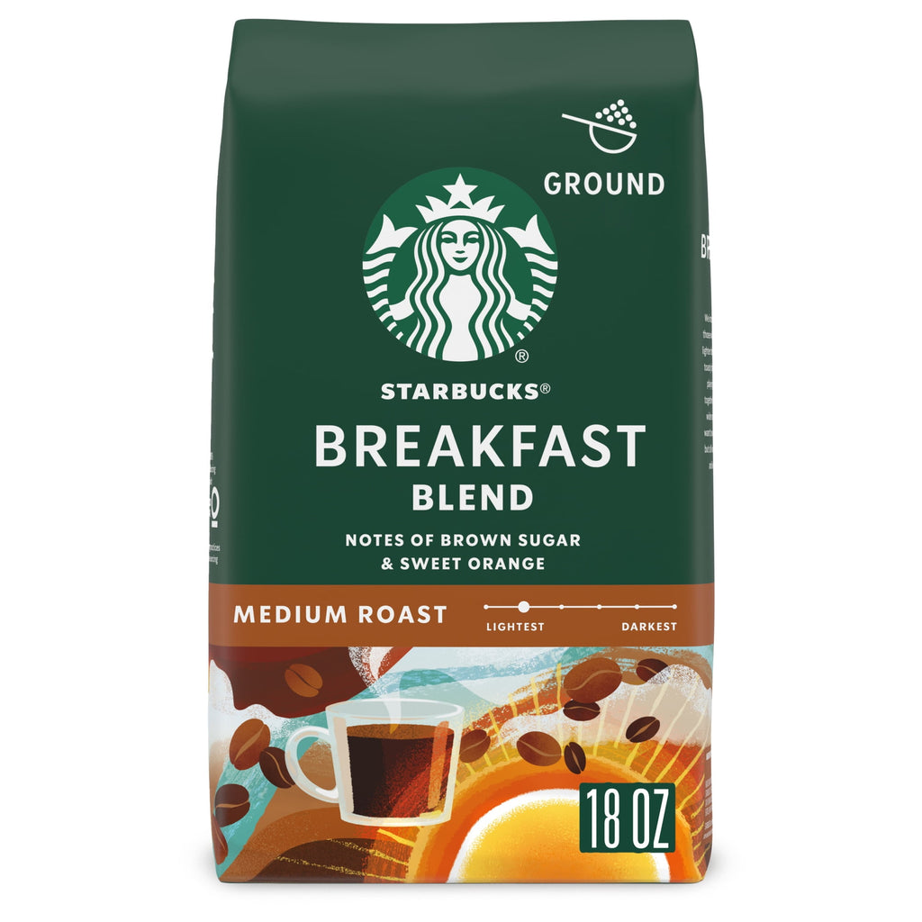 Starbucks at Home Breakfast Blend Naturally Caffeinated Medium Roast Ground Coffee 18 oz Bag