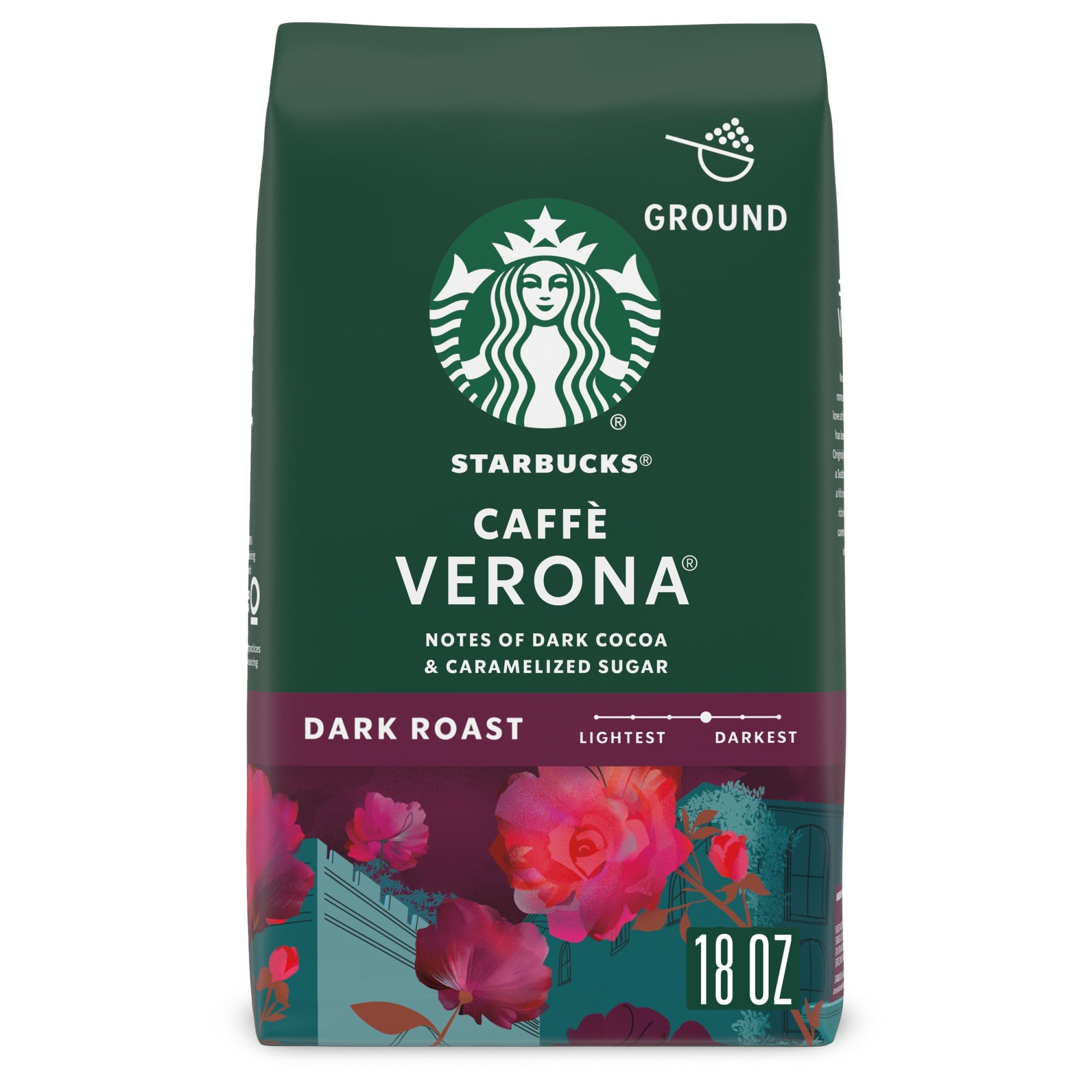 Starbucks Caffè Verona Naturally Caffeinated Dark Roast Ground Coffee 18 oz Bag