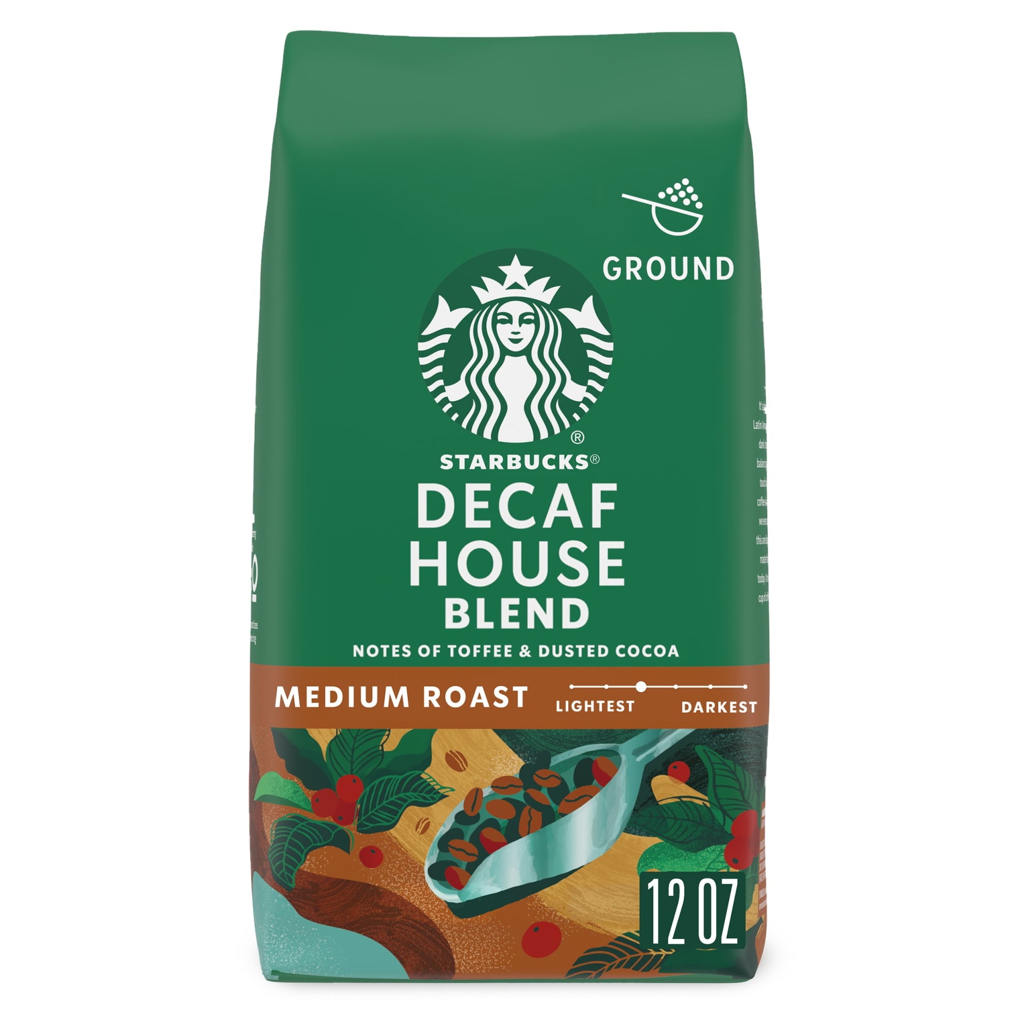 Starbucks Decaf House Blend Naturally Decaffeinated Medium Roast Ground Coffee 12 oz Bag