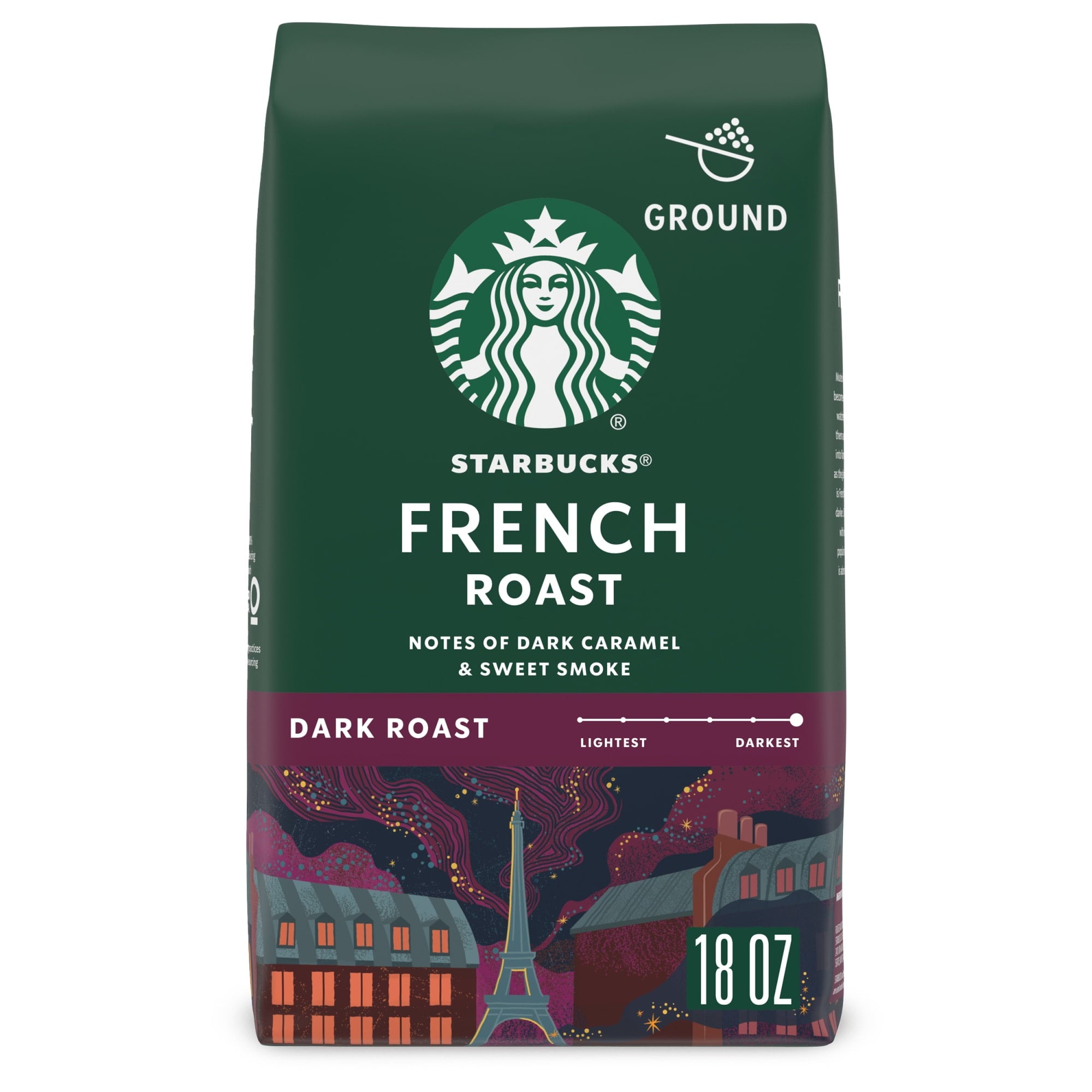 Starbucks at Home French Roast Naturally Caffeinated Dark Ground Coffee 18 oz Bag