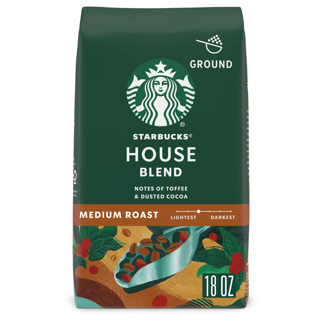 Starbucks at Home House Blend Naturally Caffeinated Medium Roast Ground Coffee 18 oz Bag