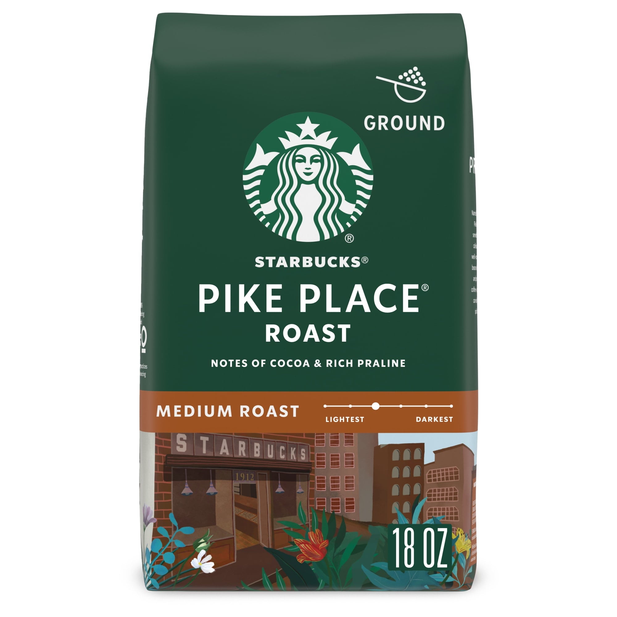 Starbucks Pike Place Roast Naturally Caffeinated Medium Ground Coffee 18 oz Bag