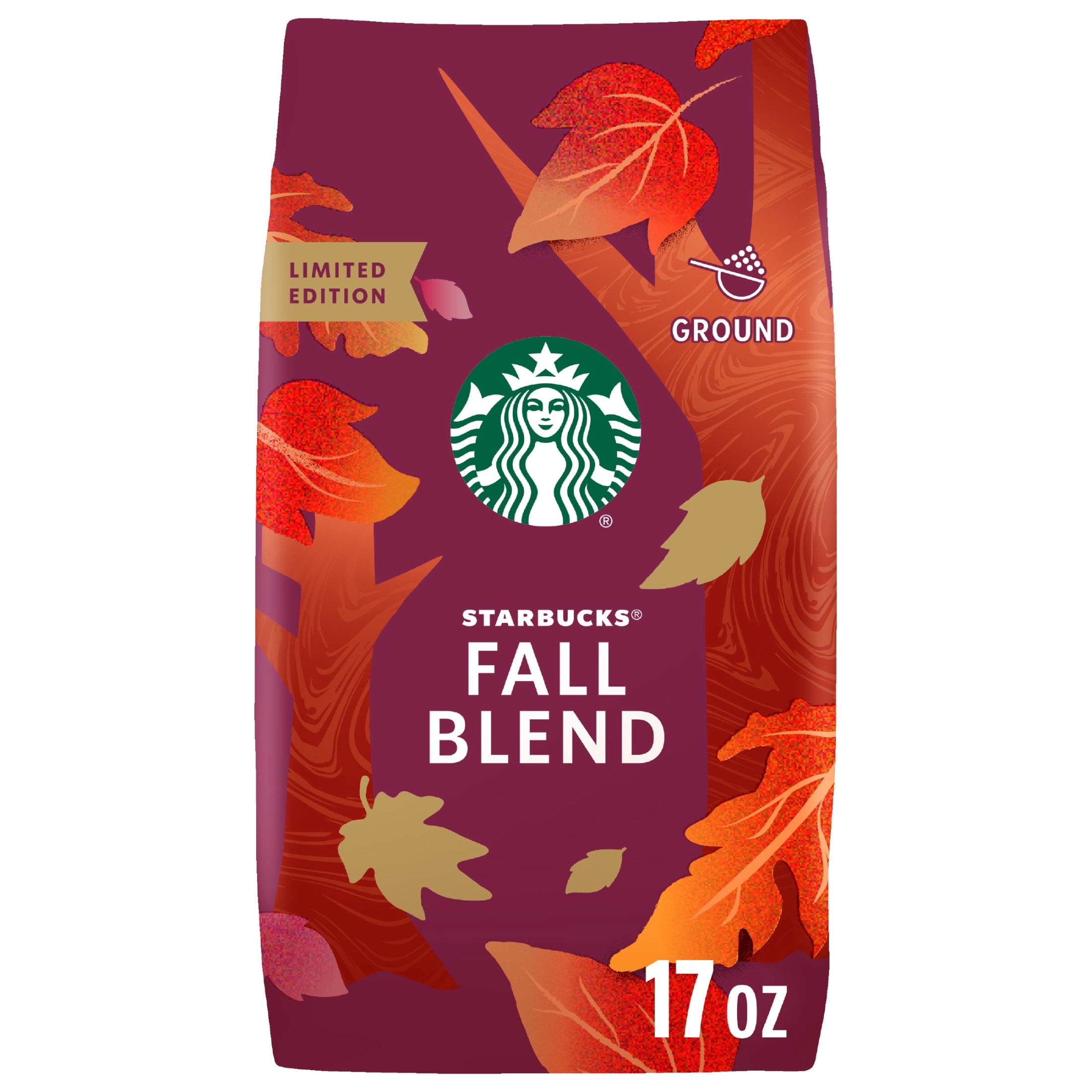 Starbucks Fall Blend Naturally Caffeinated Medium Roast Ground Coffee 17 oz Bag