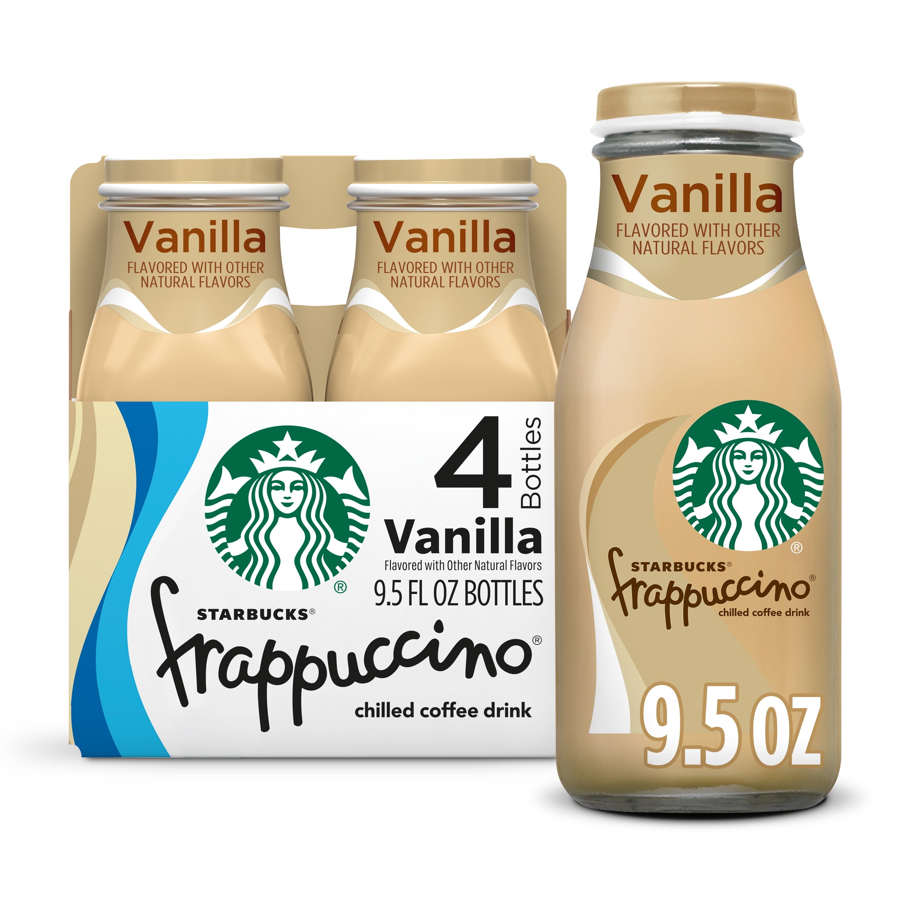 Starbucks Naturally Caffeinated Vanilla Frappuccino Medium Roast Chilled Coffee Drink 9.5 fl oz 4 Count