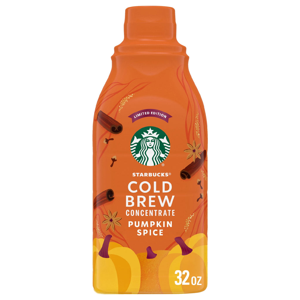 Starbucks Pumpkin Spice Naturally Caffeinated Medium Roast Cold Brew Coffee Concentrate 32 fl oz Bottle