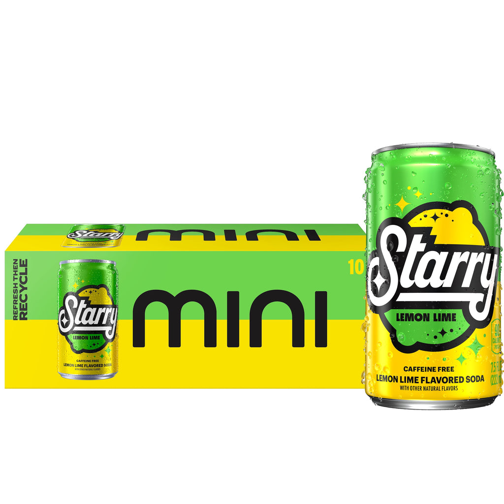 Starry Lemon Lime Soda Pop Mini Cans 7.5 Fl Oz 10 Pack