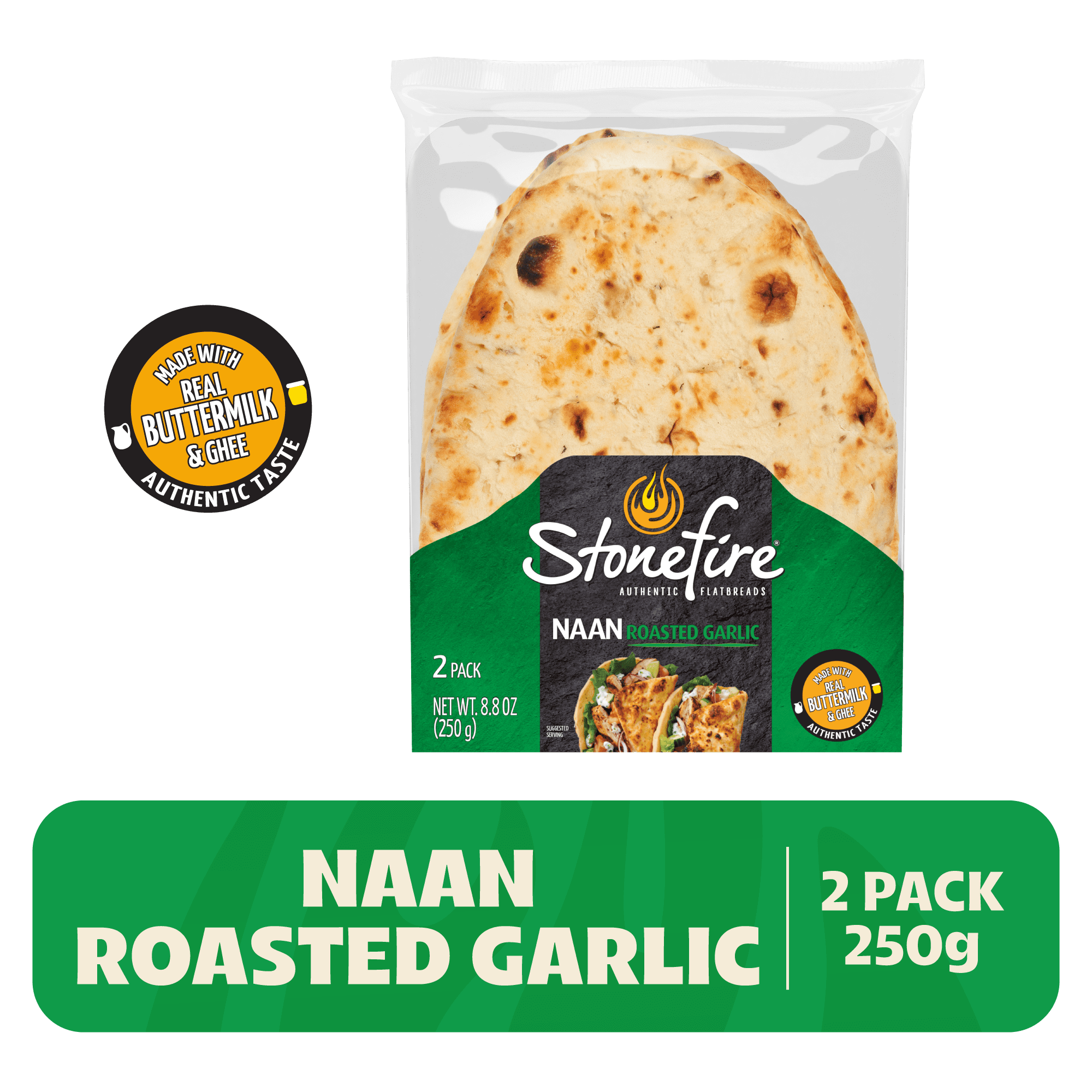 Stonefire Roasted Garlic Naan Bread 8.8 Oz 2 Count