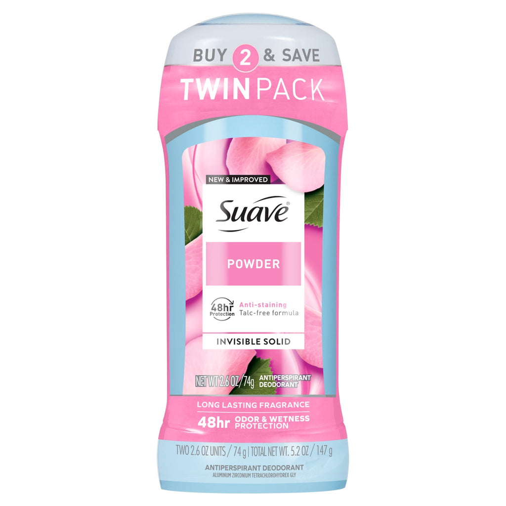 Suave Women Antiperspirant Deodorant Powder 48-Hour Protection 2.6 oz Twin Pack