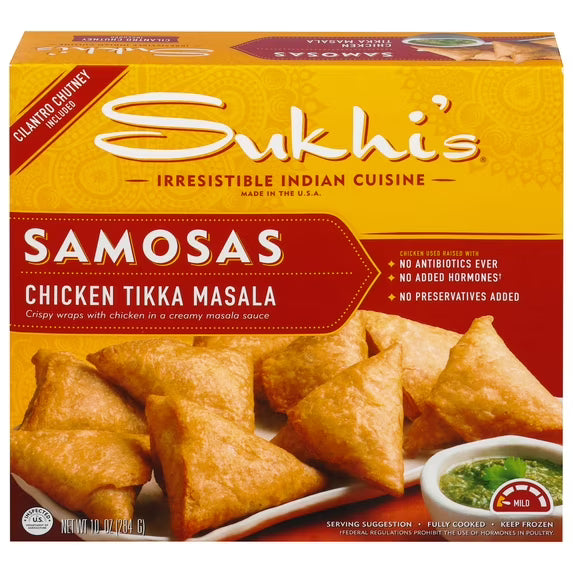 Sukhi's Indian Chicken Tikka Masala Samosa Frozen Appetizer Snack 10oz