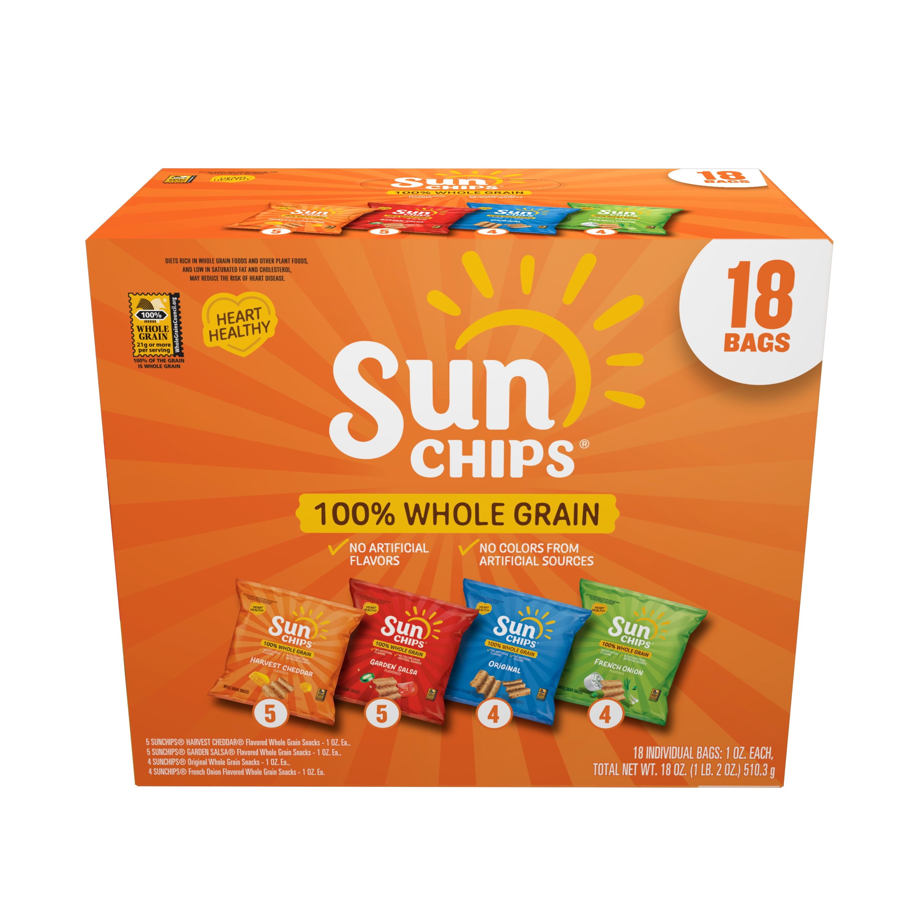 SunChips 100% Whole Grain Snacks Variety Pack 1 Oz 18 Count Frito-Lay