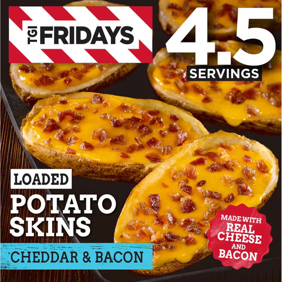 TGI Fridays Loaded Cheddar & Bacon Potato Skins Frozen Snacks, 13.5 oz Box