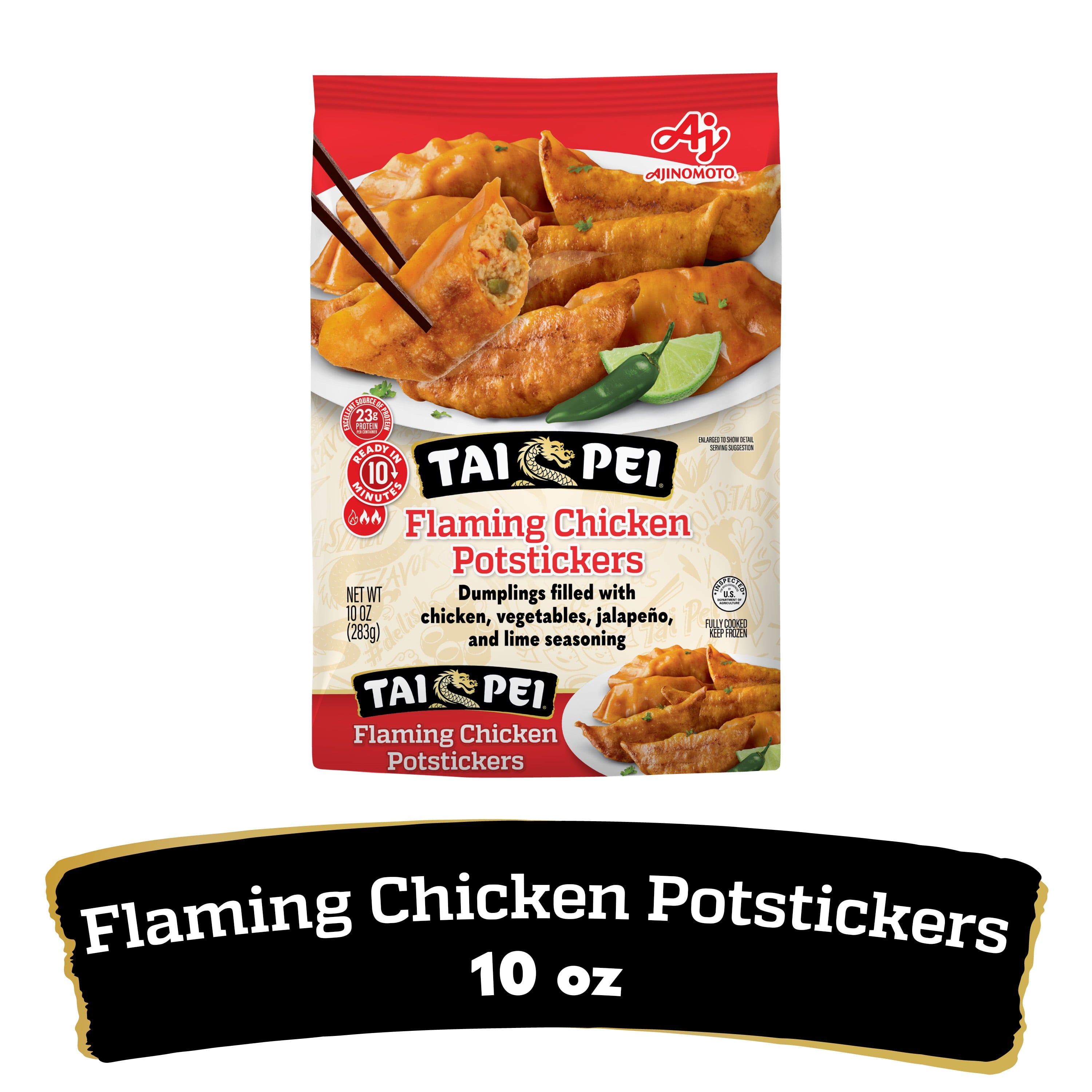 Tai Pei Flaming Chicken Potstickers Frozen 10 Oz