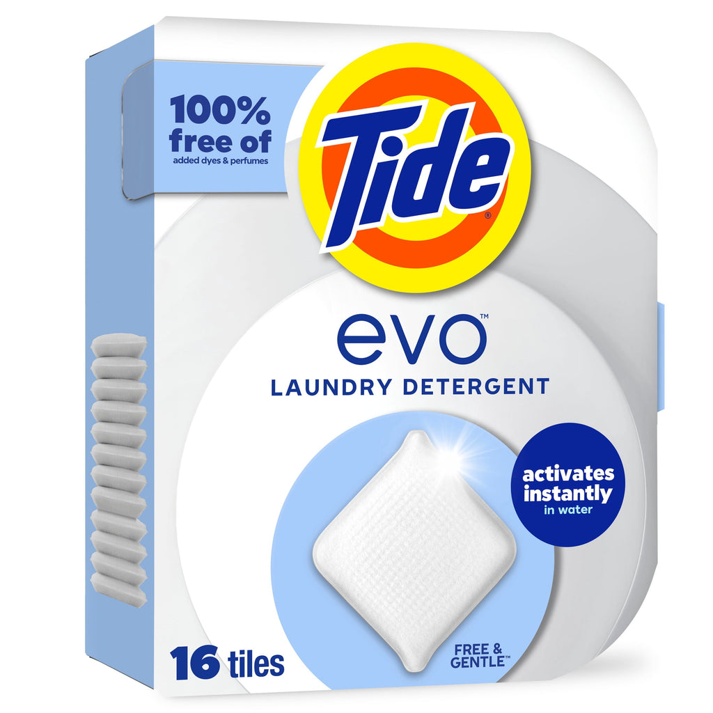 Tide Evo Free & Gentle Laundry Detergent Tiles Unscented 16 Count
