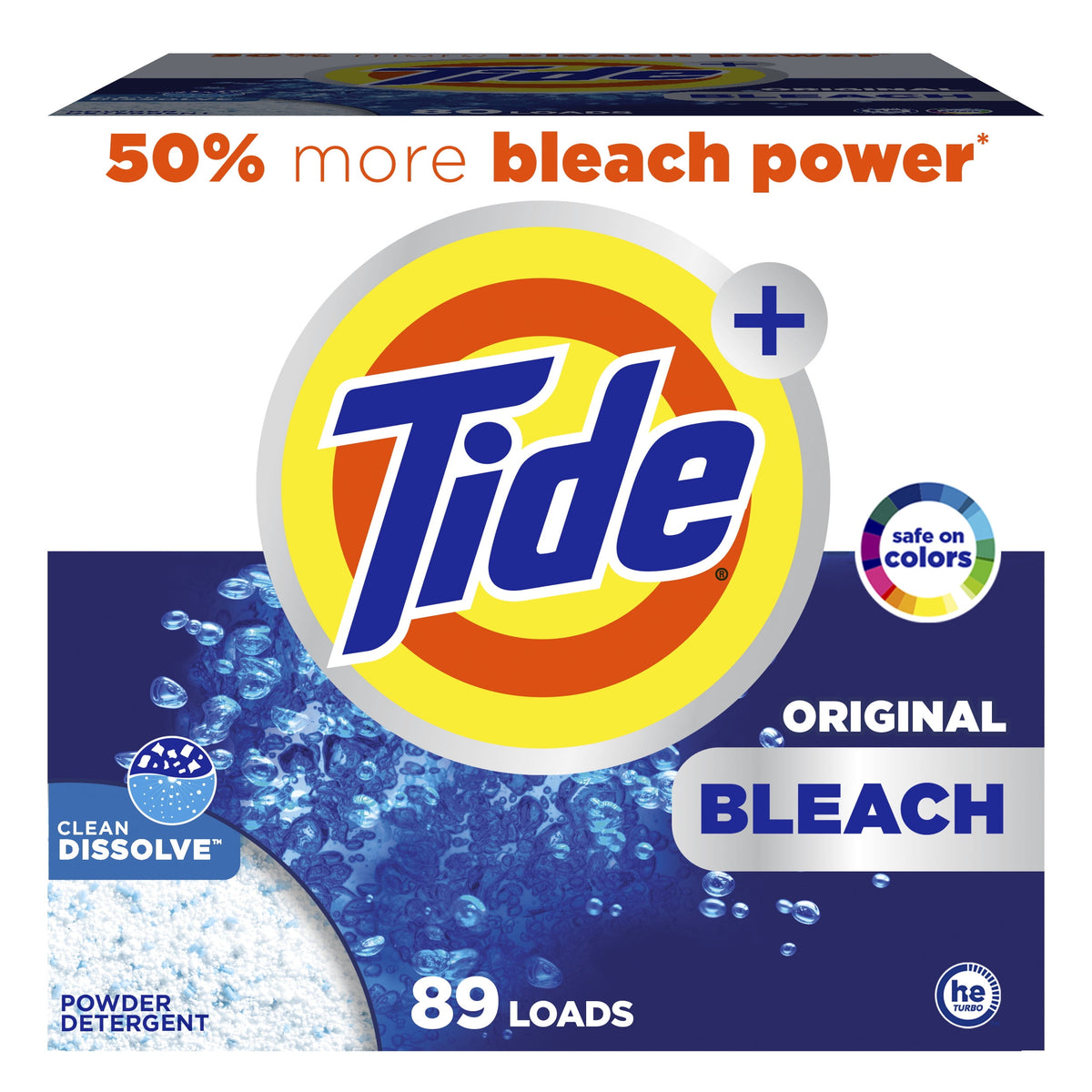 Tide Plus Bleach Powder Laundry Detergent Original Scent 129 oz 89 Loads