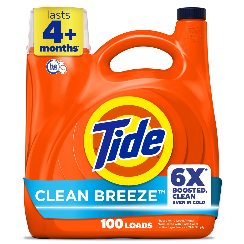 Tide Liquid Laundry Detergent Clean Breeze Scent 125 fl oz 100 Loads