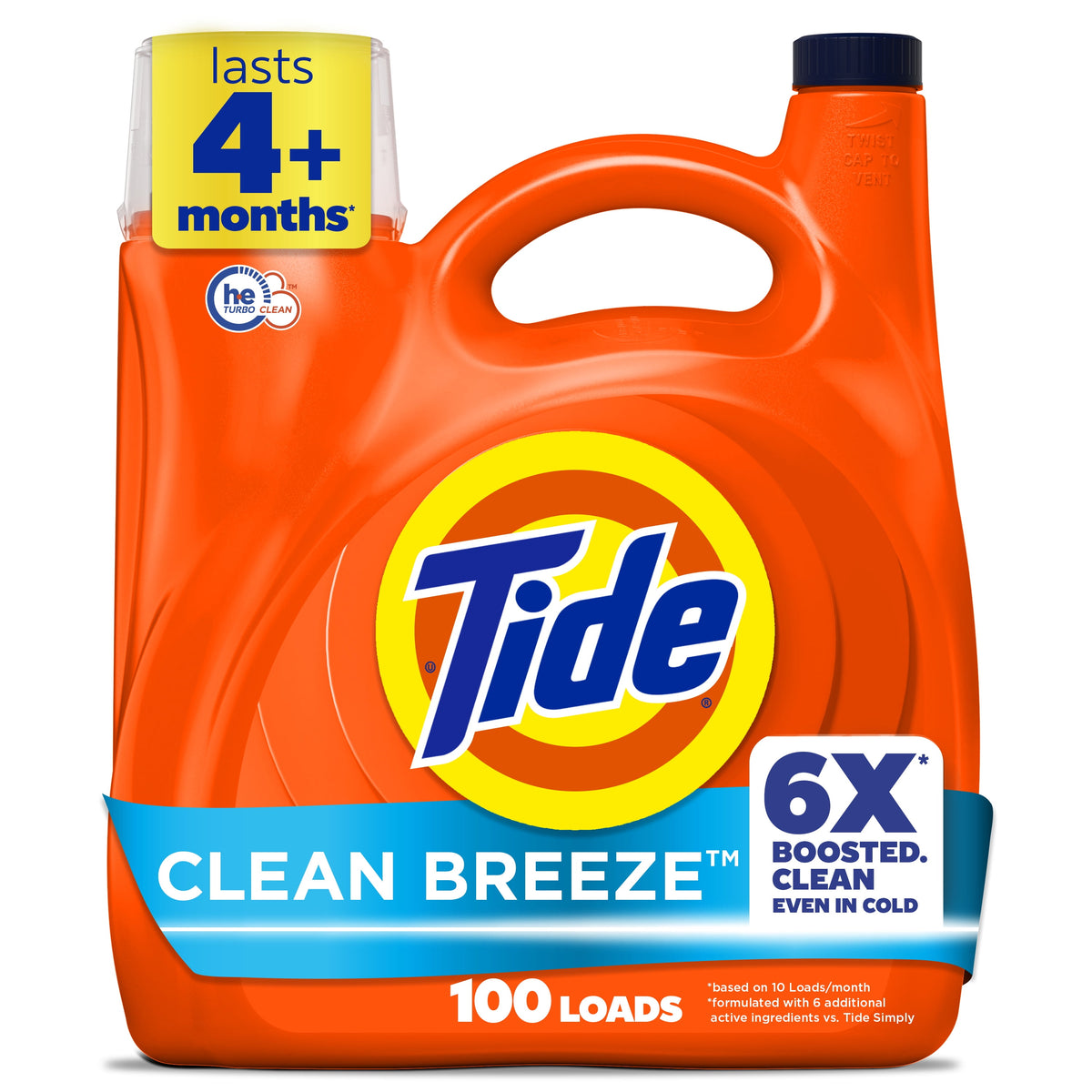 Tide Liquid Laundry Detergent Clean Breeze Scent 125 fl oz 100 Loads