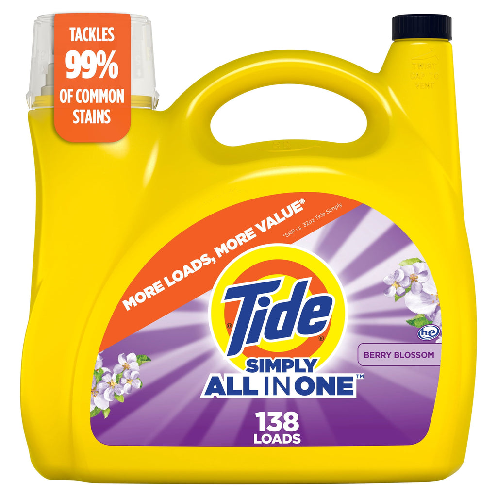 Tide Simply Liquid Laundry Detergent Clean & Fresh Berry Blossom Scent 173 fl oz 138 Loads