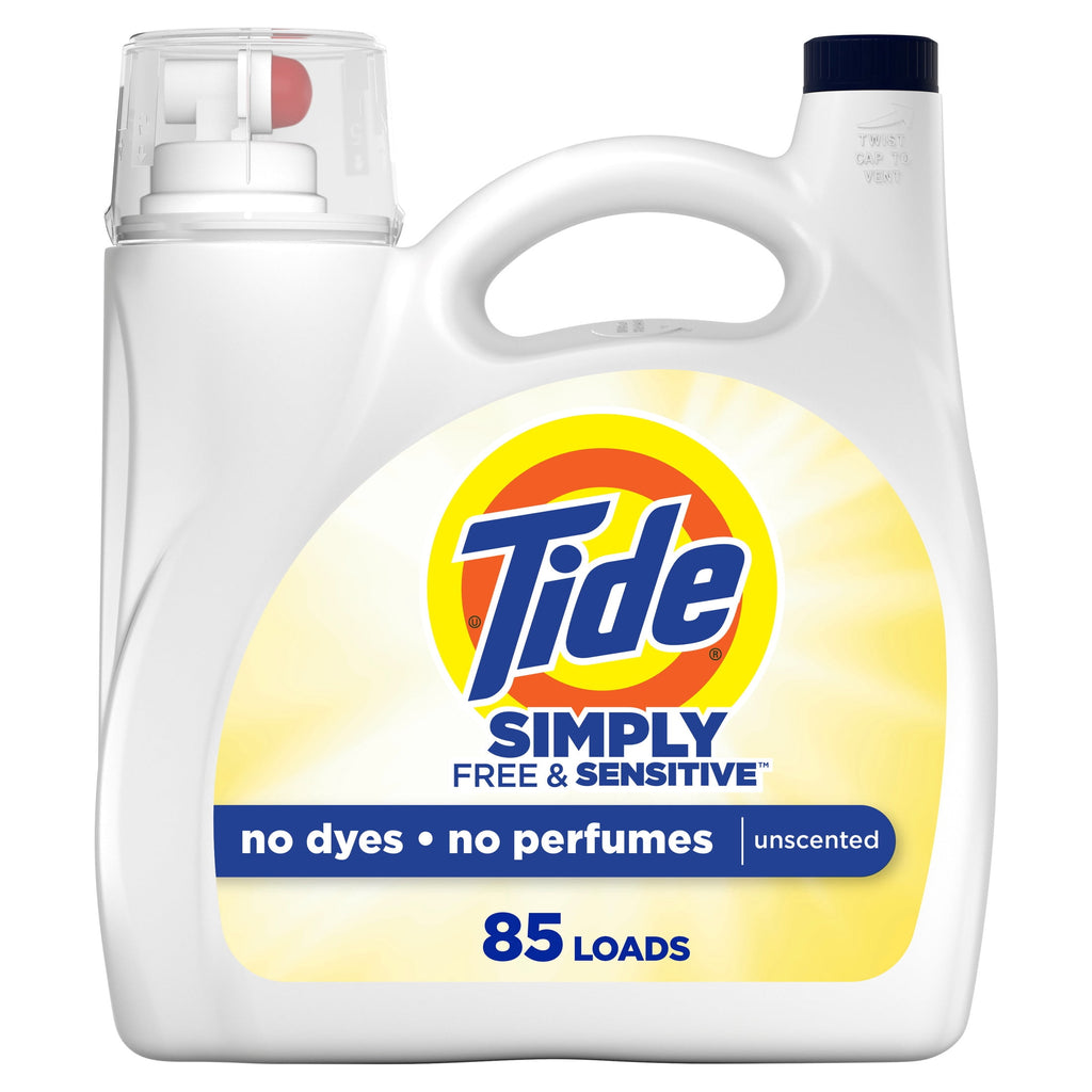 Tide Simply Liquid Laundry Detergent Free & Sensitive Unscented 107 fl oz 85 Loads