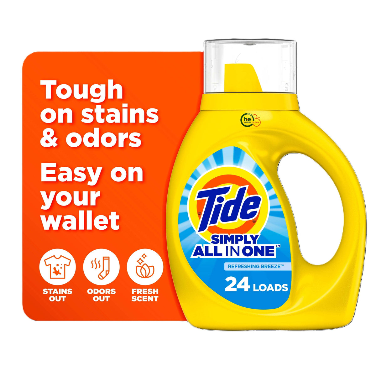 Tide Simply Liquid Laundry Detergent Refreshing Breeze 32 fl oz 24 Loads
