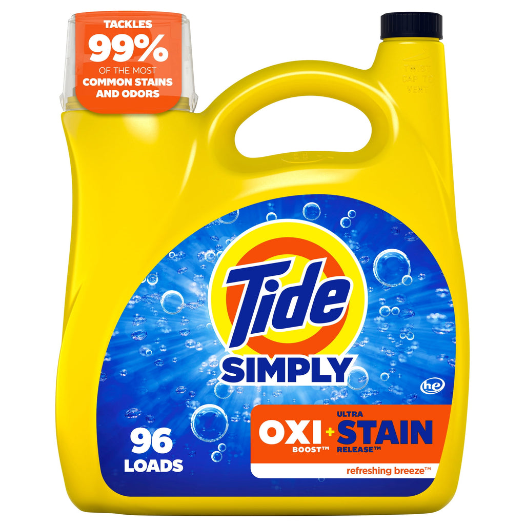 Tide Simply Oxi Boost + Ultra Stain Release Liquid Laundry Detergent Refreshing Breeze 129 fl oz 96 Loads