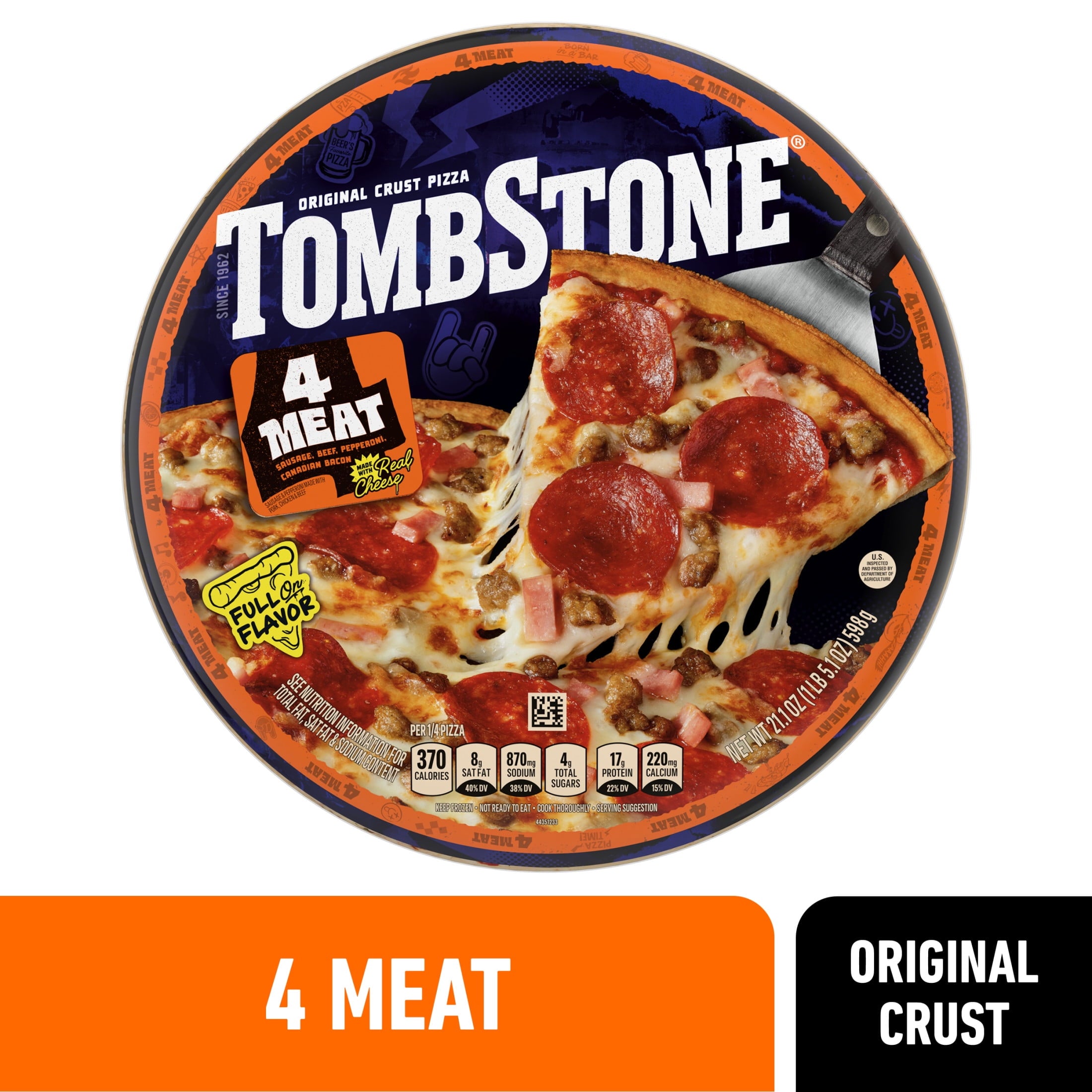 Tombstone Four Meat Original Thin Crust Frozen Pizza 21.1 Oz