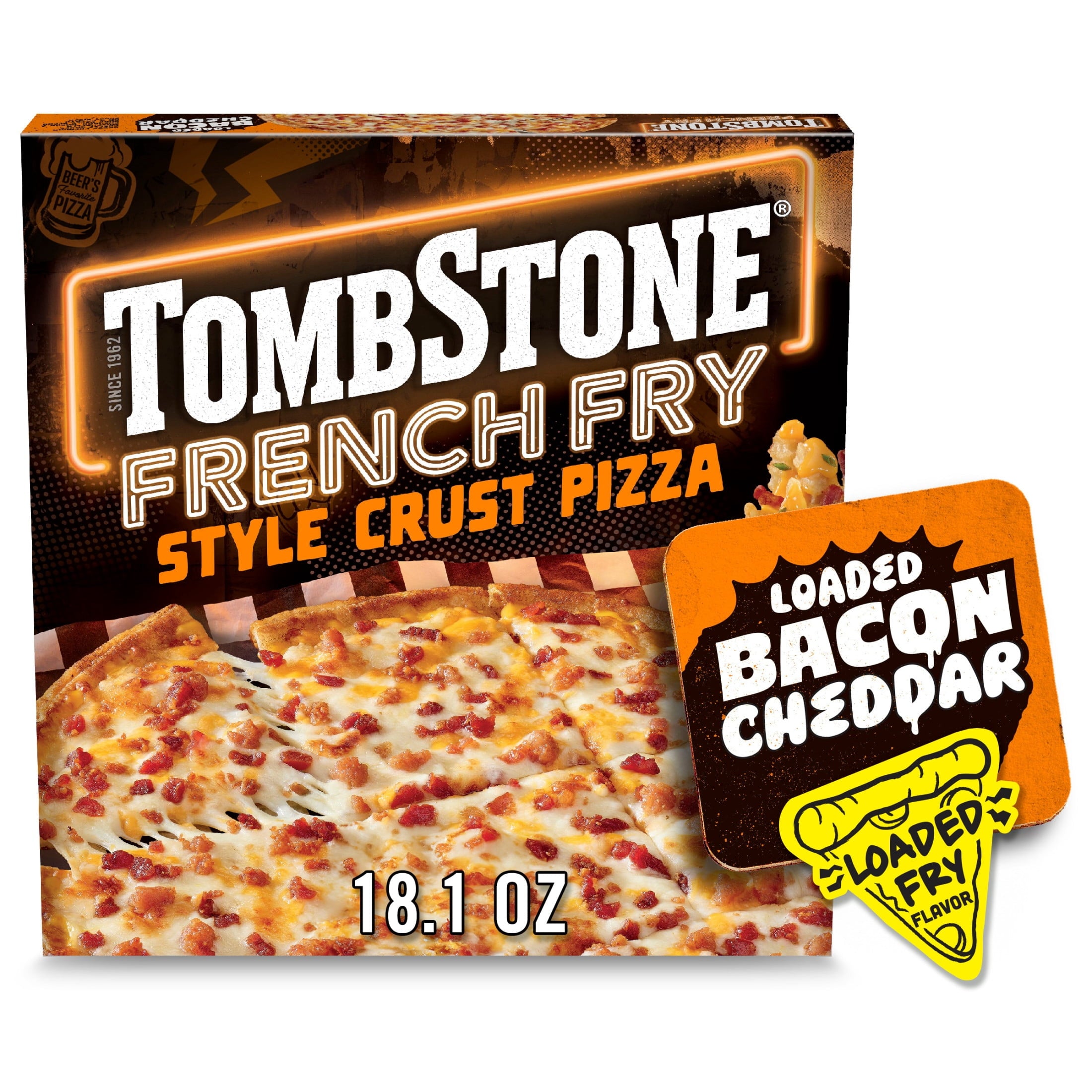 Tombstone French Fry Style Crust Loaded Bacon Cheddar Cheese Gluten Free Frozen Pizza 18.1 Oz