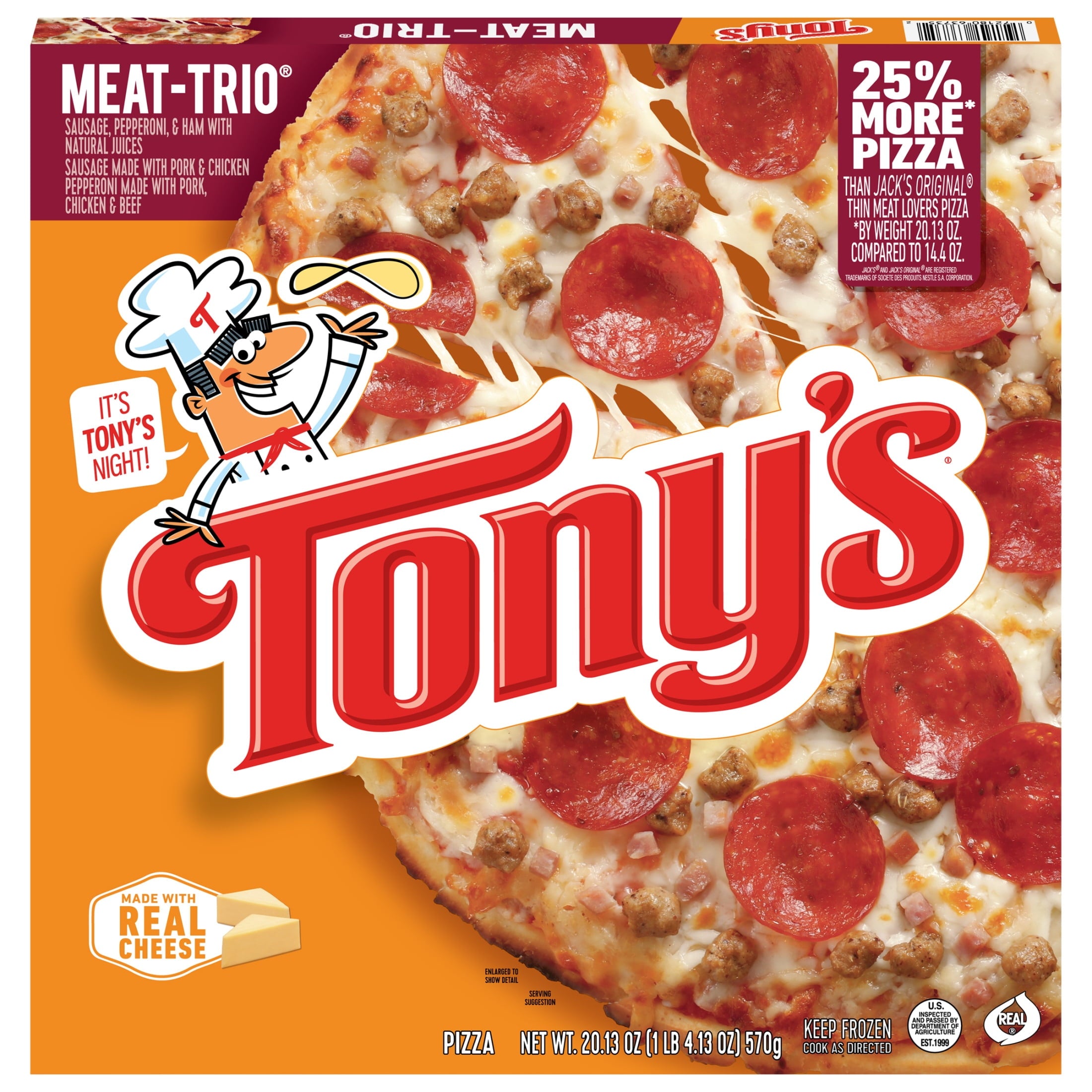 Tony's Meat Trio Pizzeria Style Crust Frozen Pizza 20.13 Oz