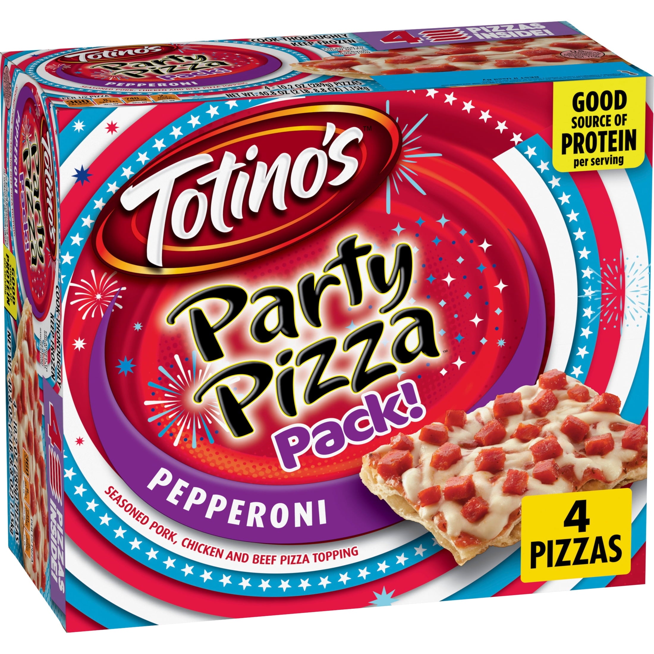 Totino's Pepperoni Party Pizza Pack Frozen 40.8 Oz 4 Ct