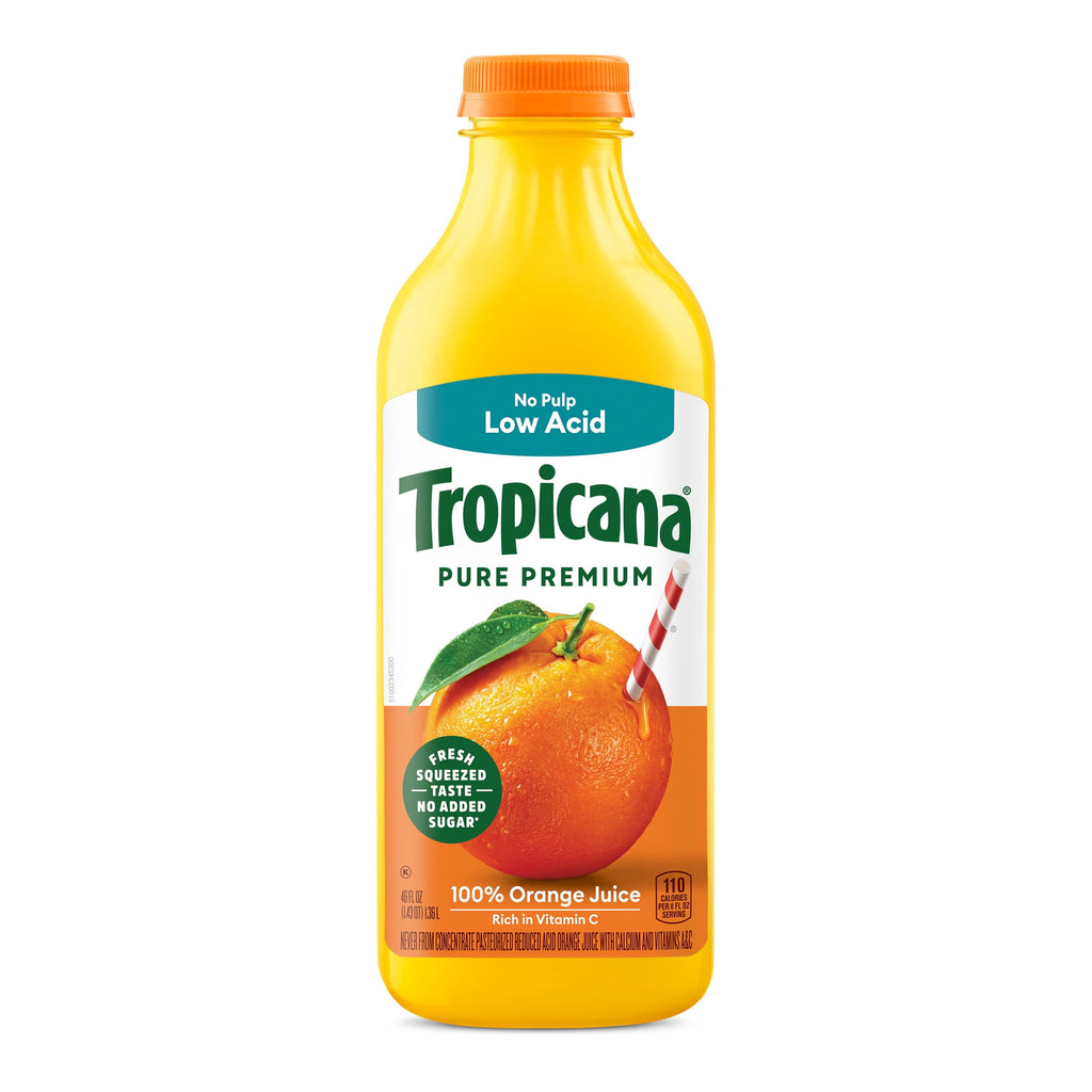 Tropicana Pure Premium 100% Orange Juice Original No Pulp Low Acid 46 fl oz