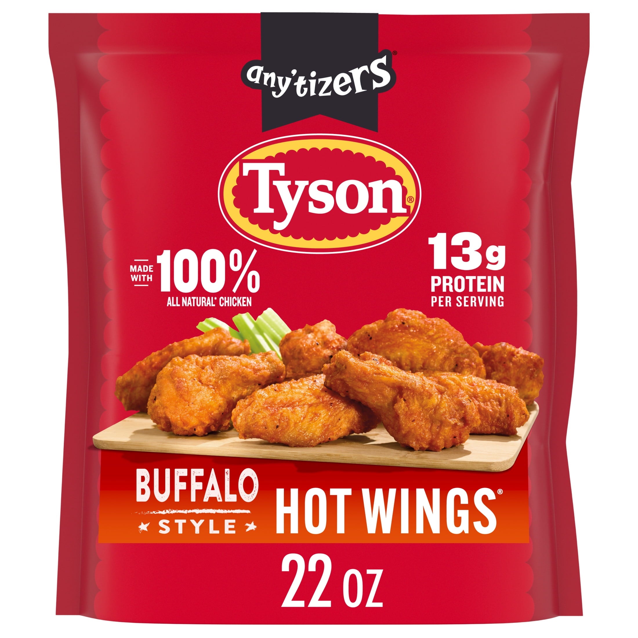 Tyson Any'tizers Buffalo Style Hot Wings Bone-in Frozen 22 Oz