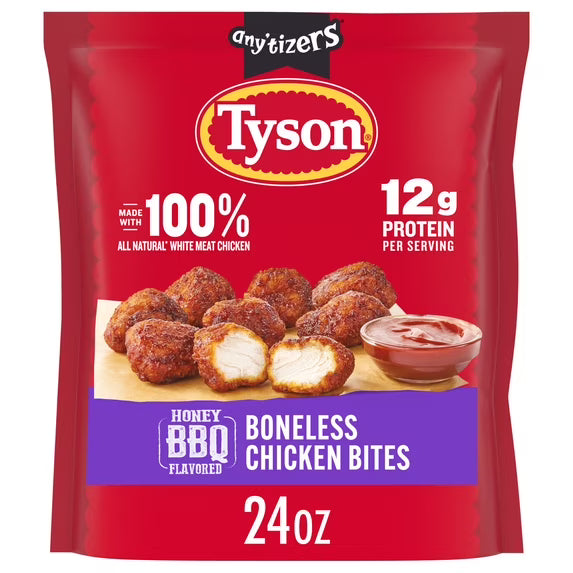 Tyson Any'tizers Honey BBQ Boneless Chicken Bites, 24 oz (Frozen)