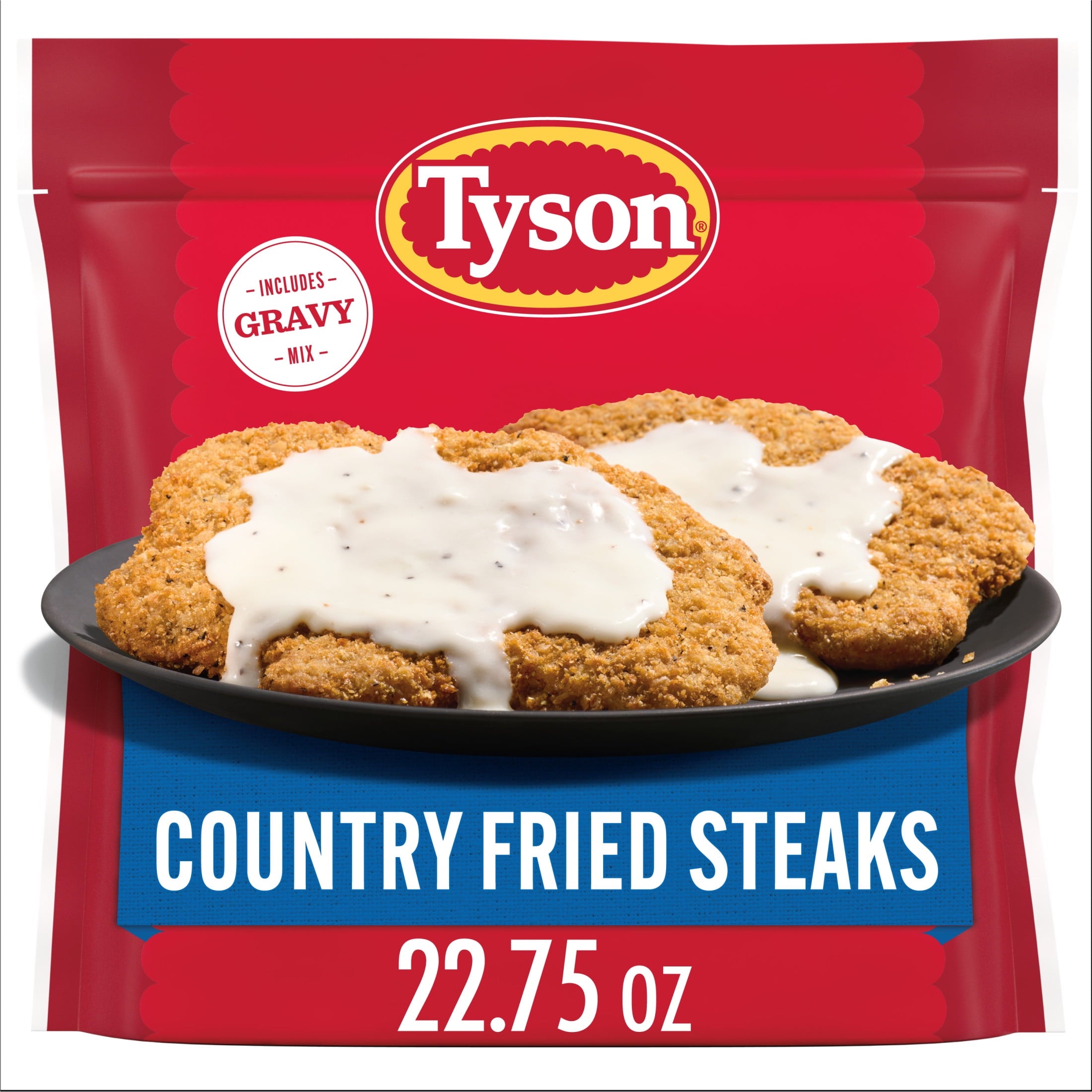 Tyson Country Fried Steaks with Gravy Mix Frozen 22.75 Oz 13g Protein